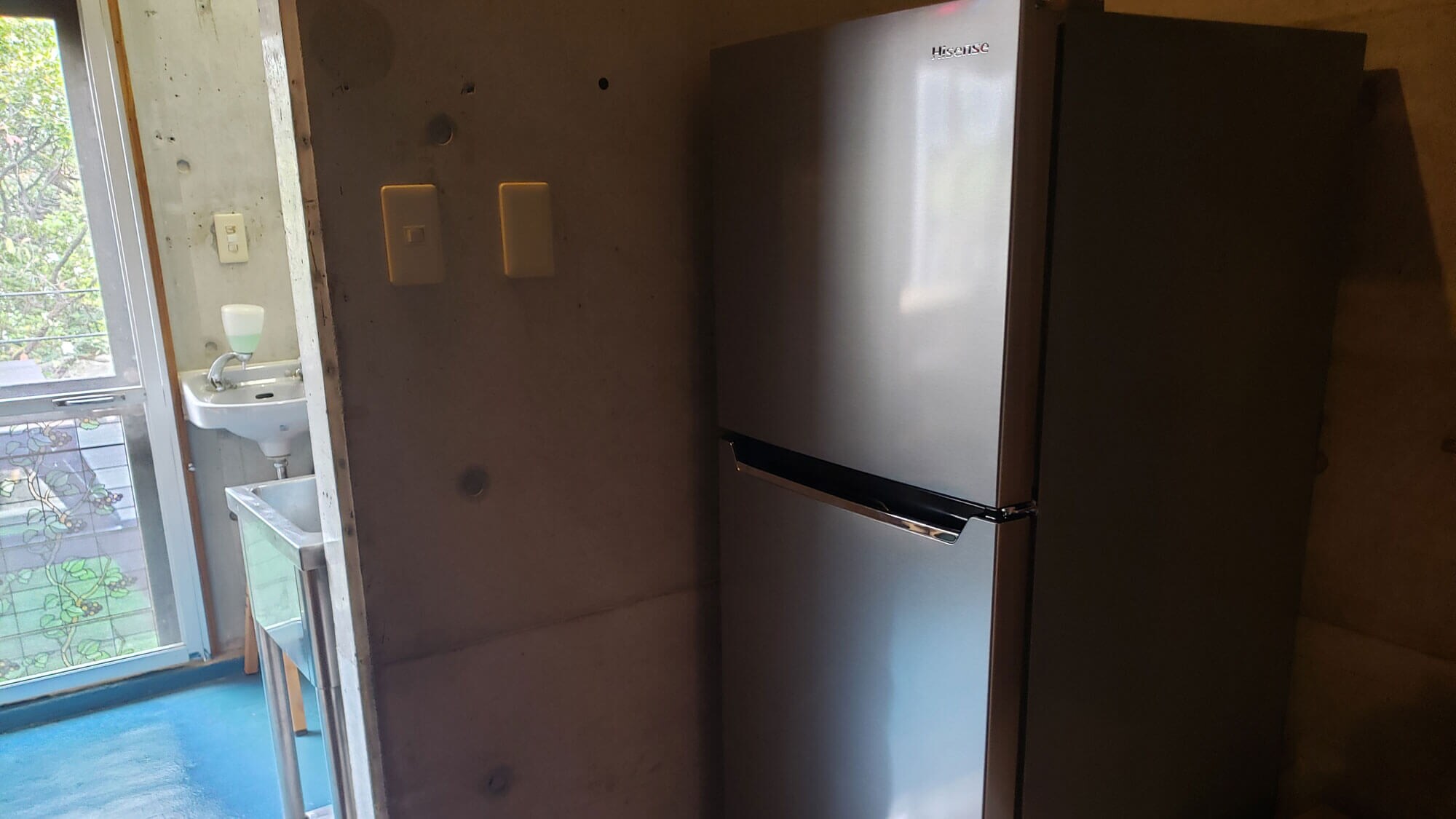 There is a large refrigerator