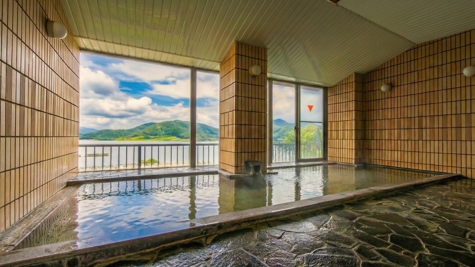 Large public bath with a view
