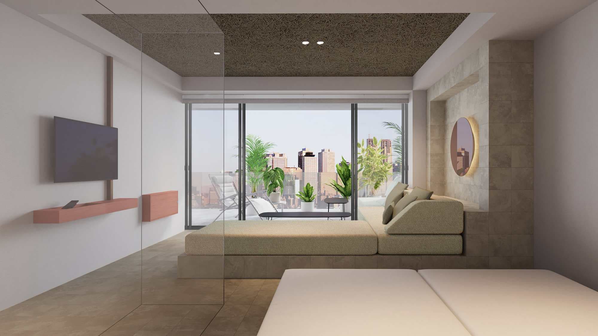 [Deluxe Sauna Room (renovated)] Refresh your body and mind with a sauna. 2 beds and 2 sofa beds