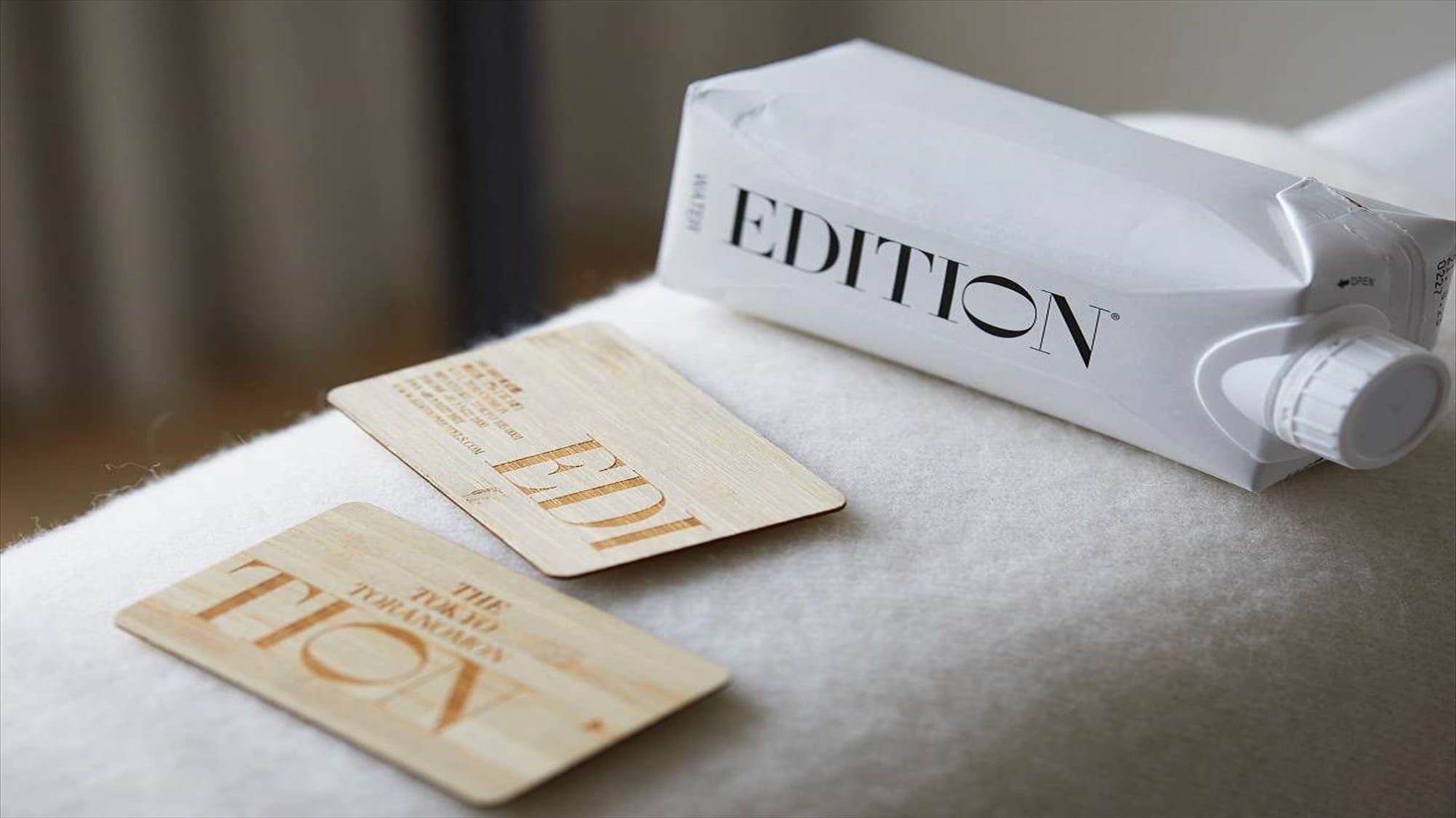 Original mineral water in a bamboo key card and paper pack for sustainability