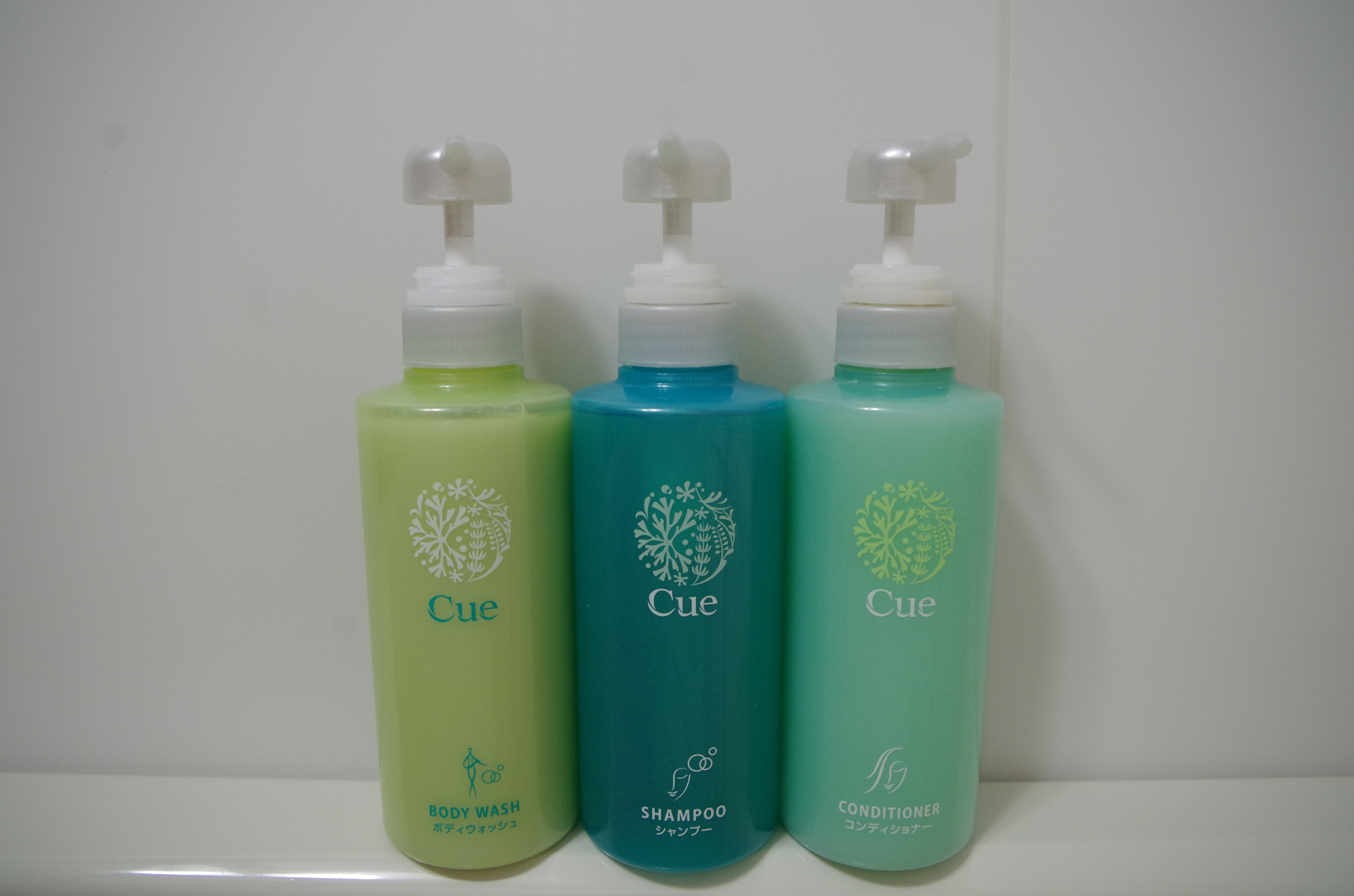 Shampoo, conditioner, body soap