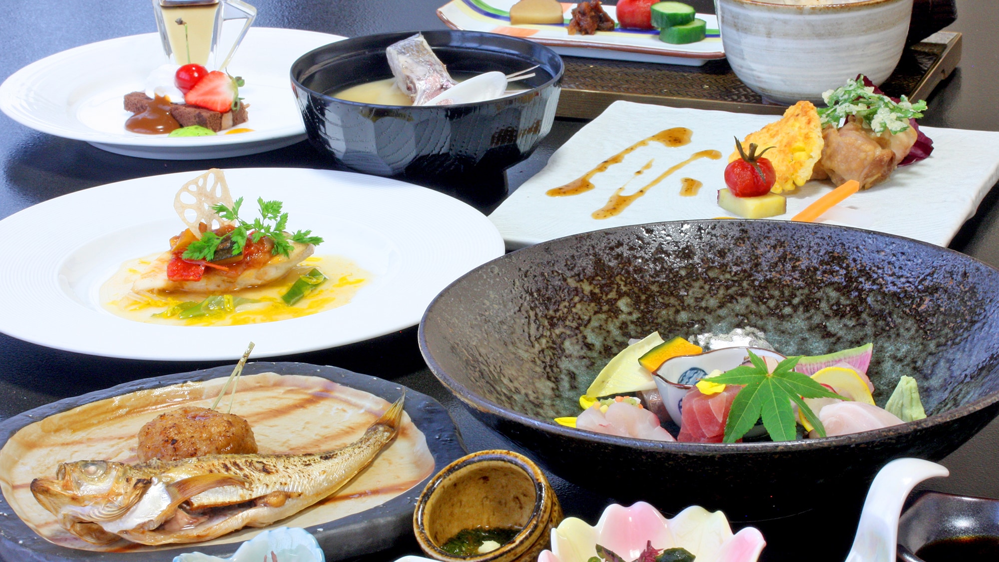 Japanese-style course meal to enjoy the four seasons - Oga specialty "stone-grilled dishes" & charcoal-grilled dishes [Standard]