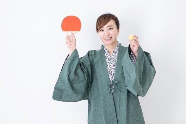 Table tennis in yukata♪ (image)