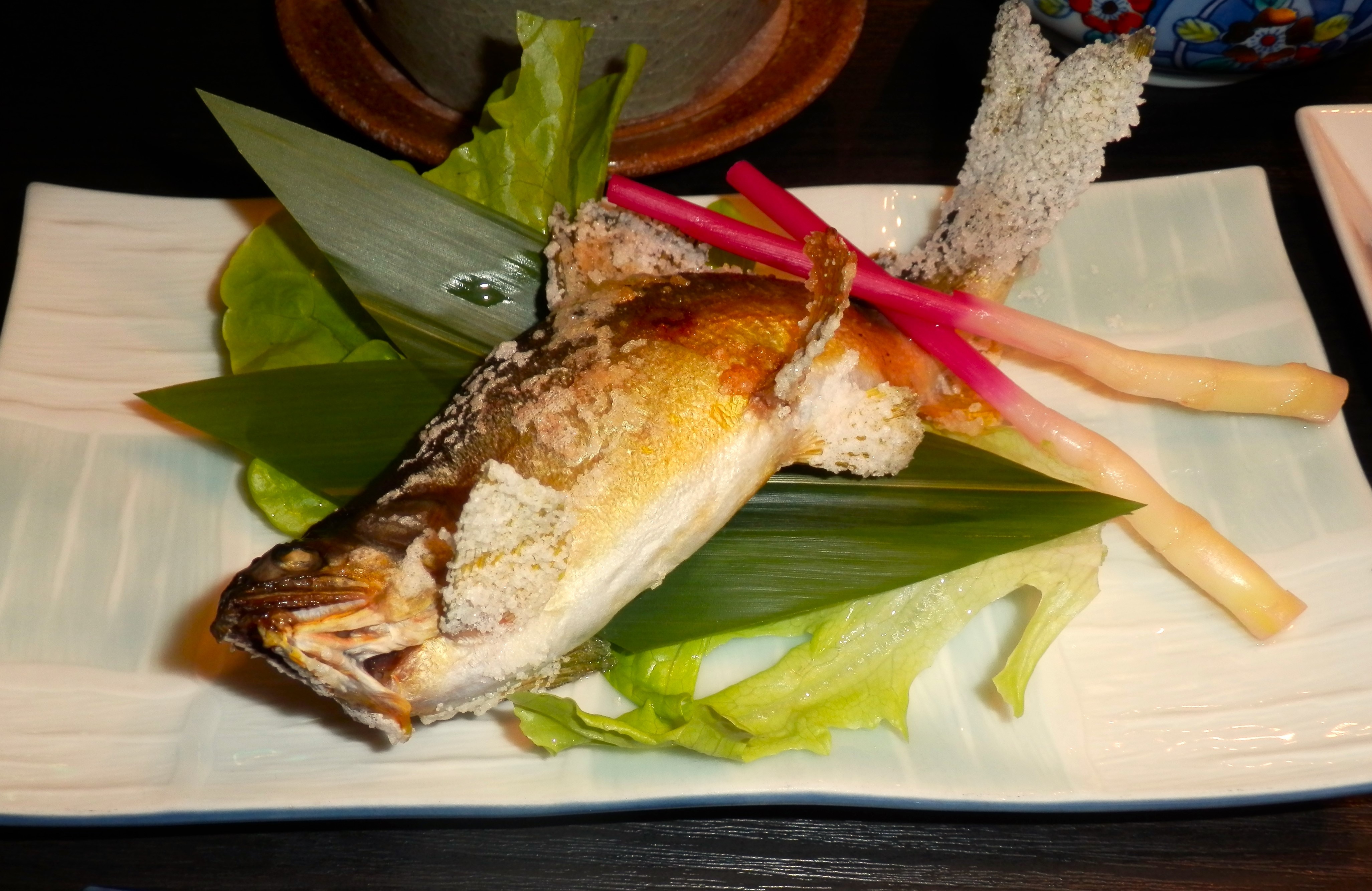 Grilled sweetfish with salt