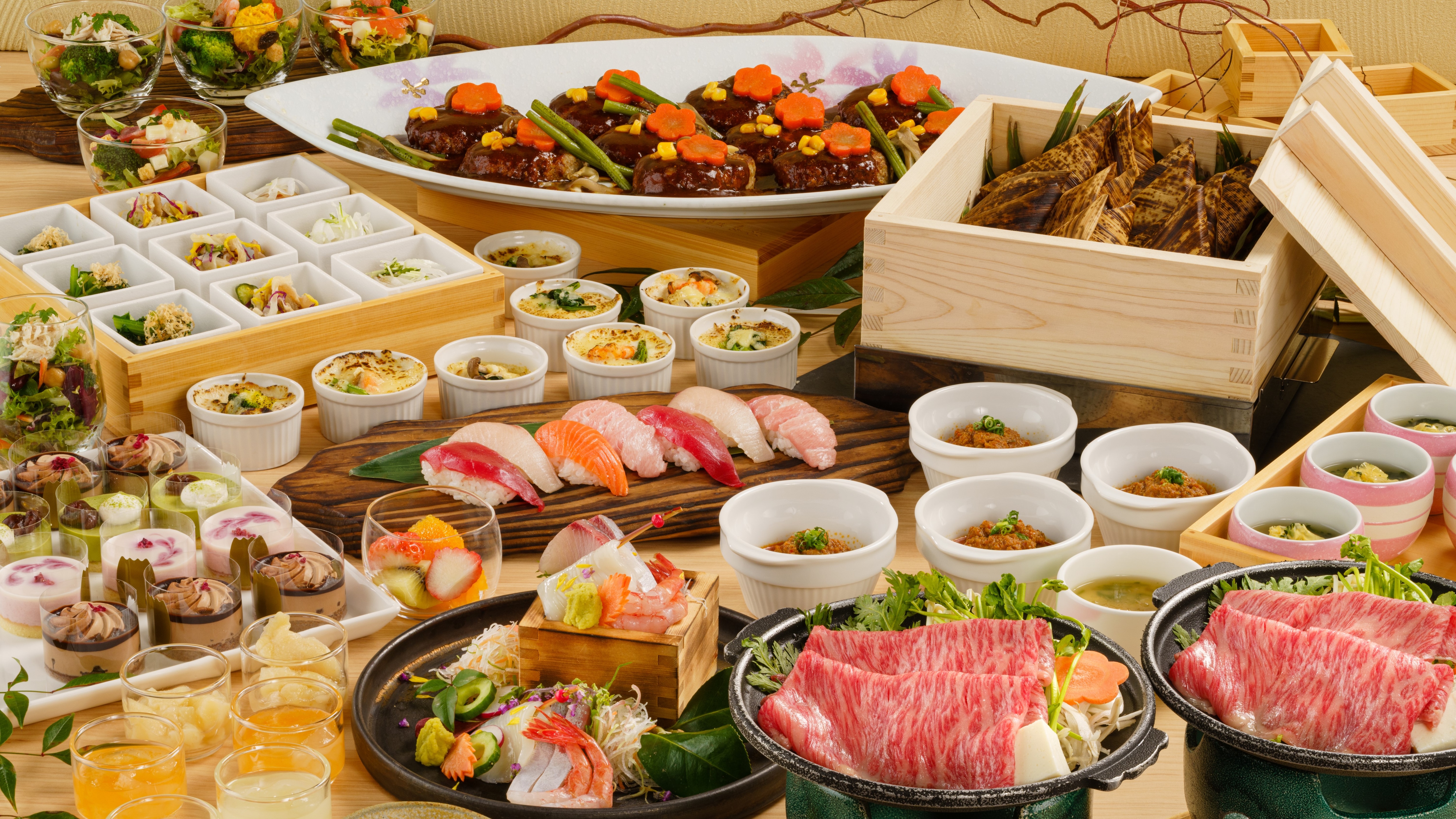 [Dinner Buffet] A luxurious buffet centered on local ingredients, including carefully selected "Shibata beef", sashimi and sushi from the Sea of Japan.