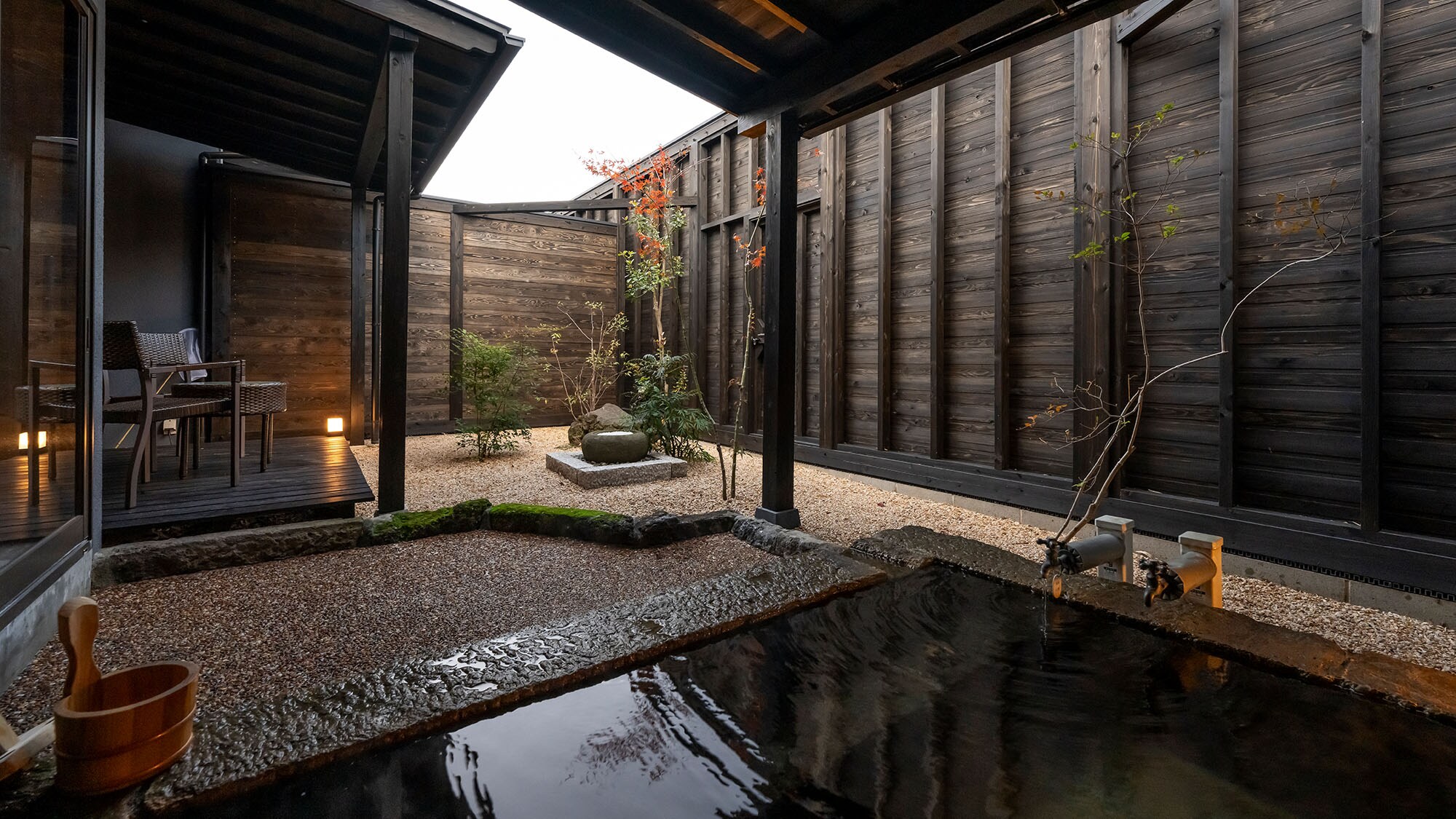 An example of a modern Japanese standard open-air bath