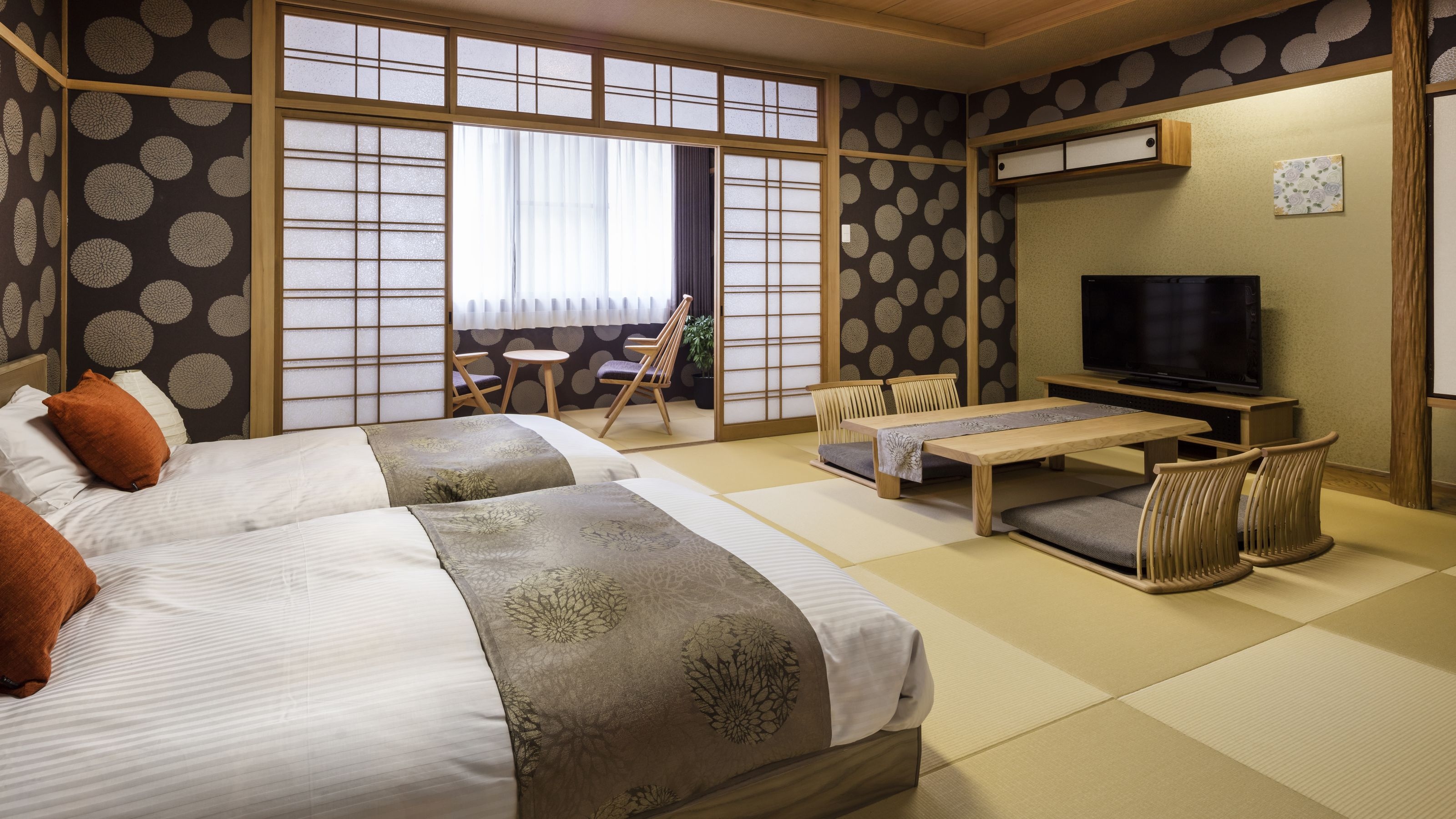 Gambar kamar DX gaya Jepang ◆ Tempat tidur twin digunakan ◆ Kamar yang luas.