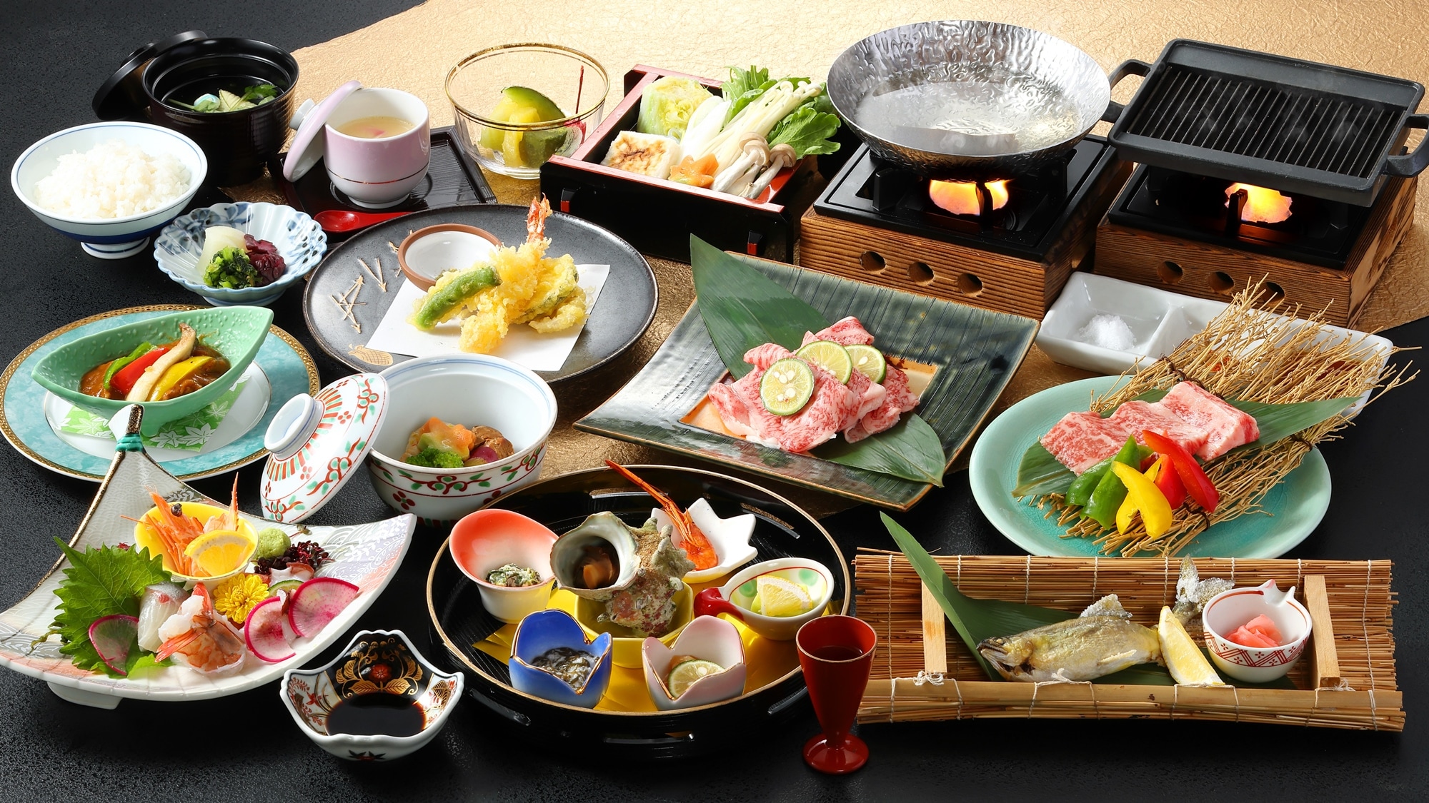 Contoh makan malam Nagi Wagyu Kaiseki