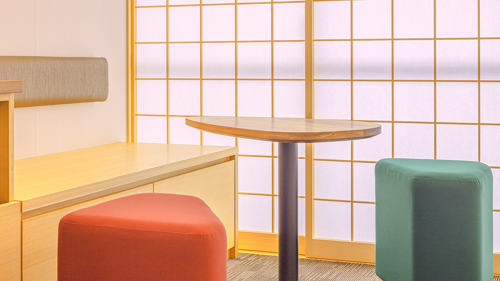 Desk and chair in the room