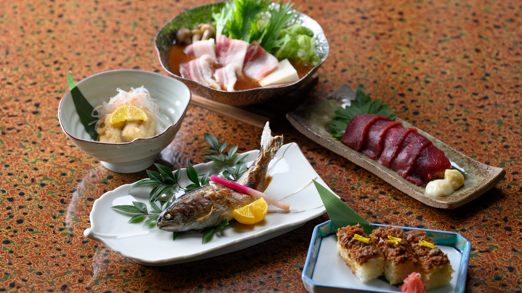 * Supper example: Kaiseki cuisine using seasonal ingredients from Kawakami Village