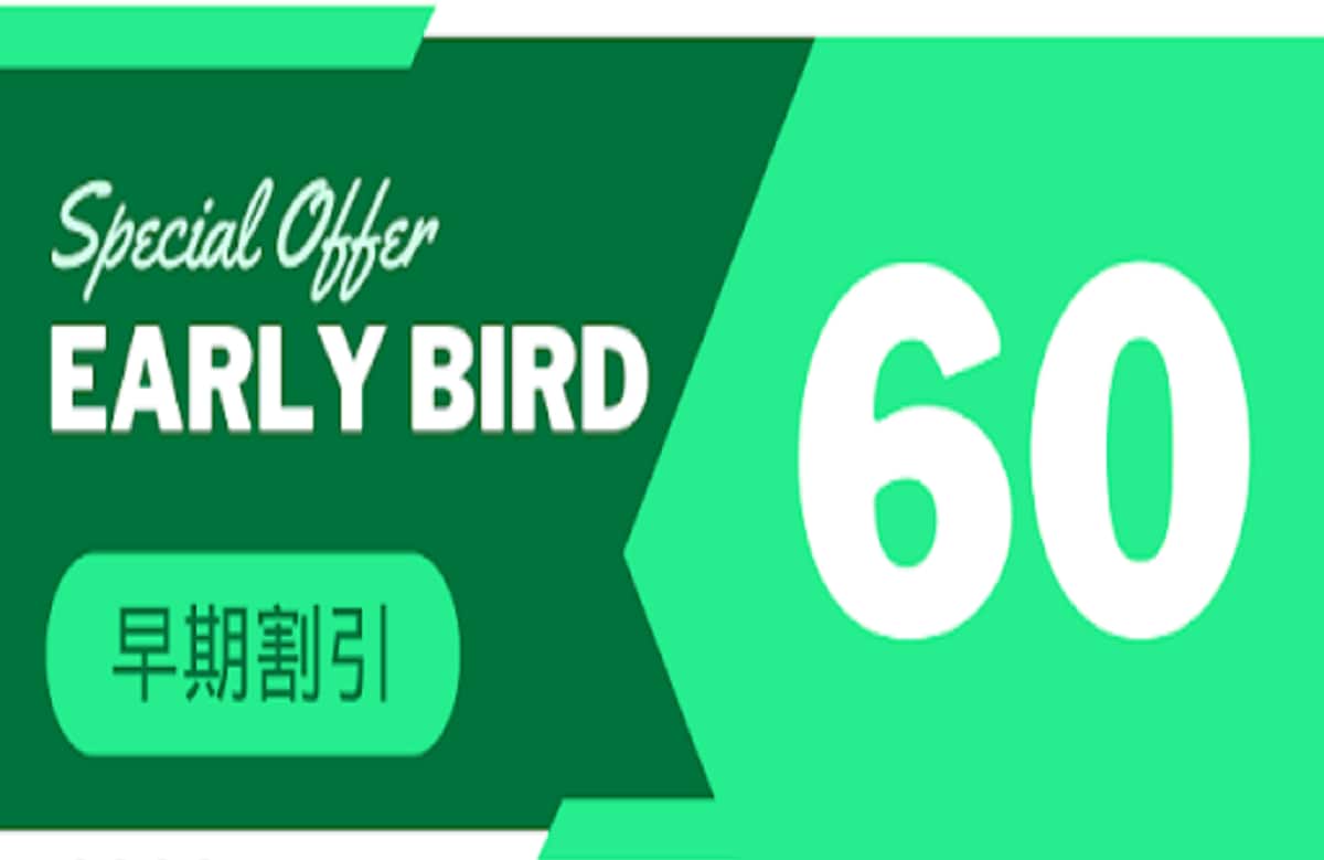 Early bird discount 60