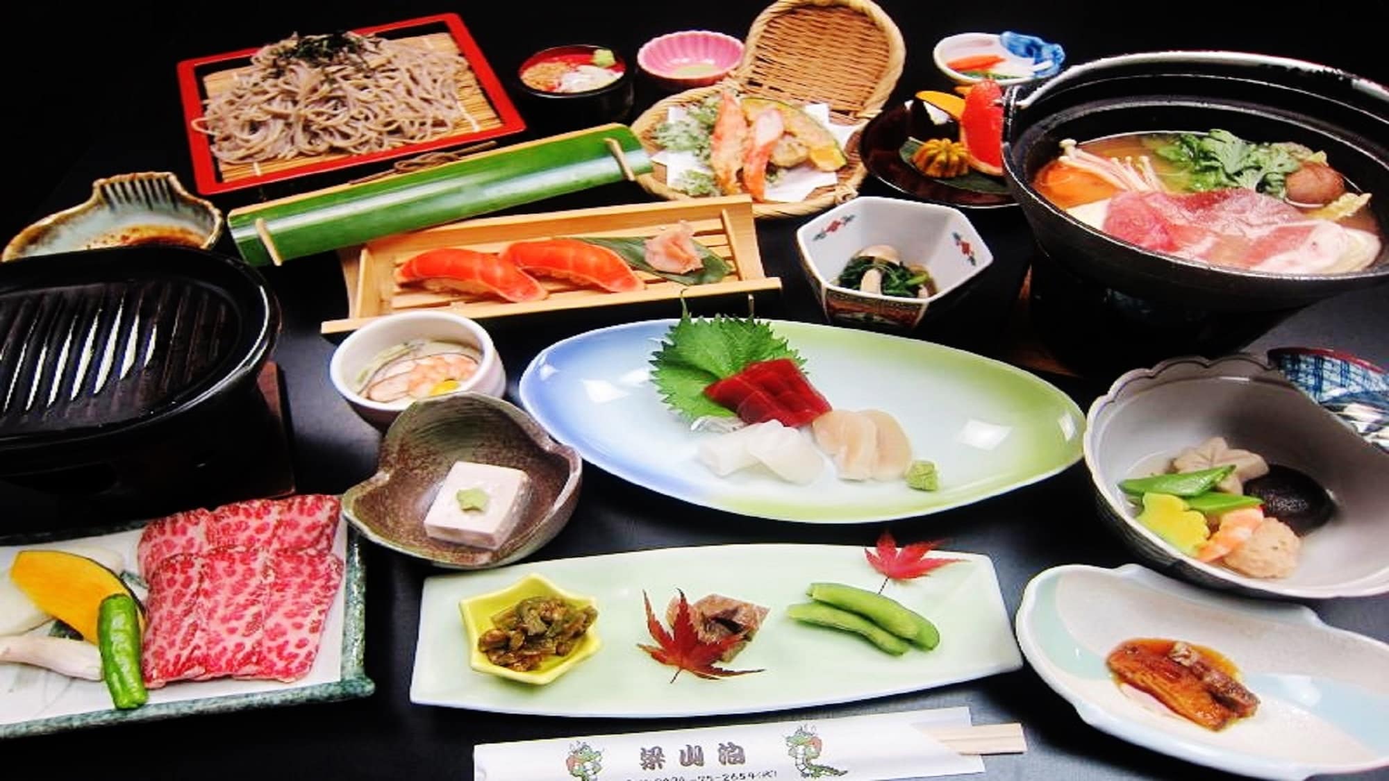 Japanese beef teppanyaki and wild boar hotpot