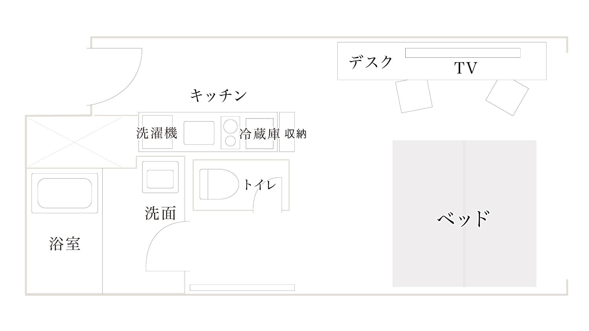 eph Hollywood Twin Kitchen Available [Non-Smoking] Floor plan * May vary depending on room.