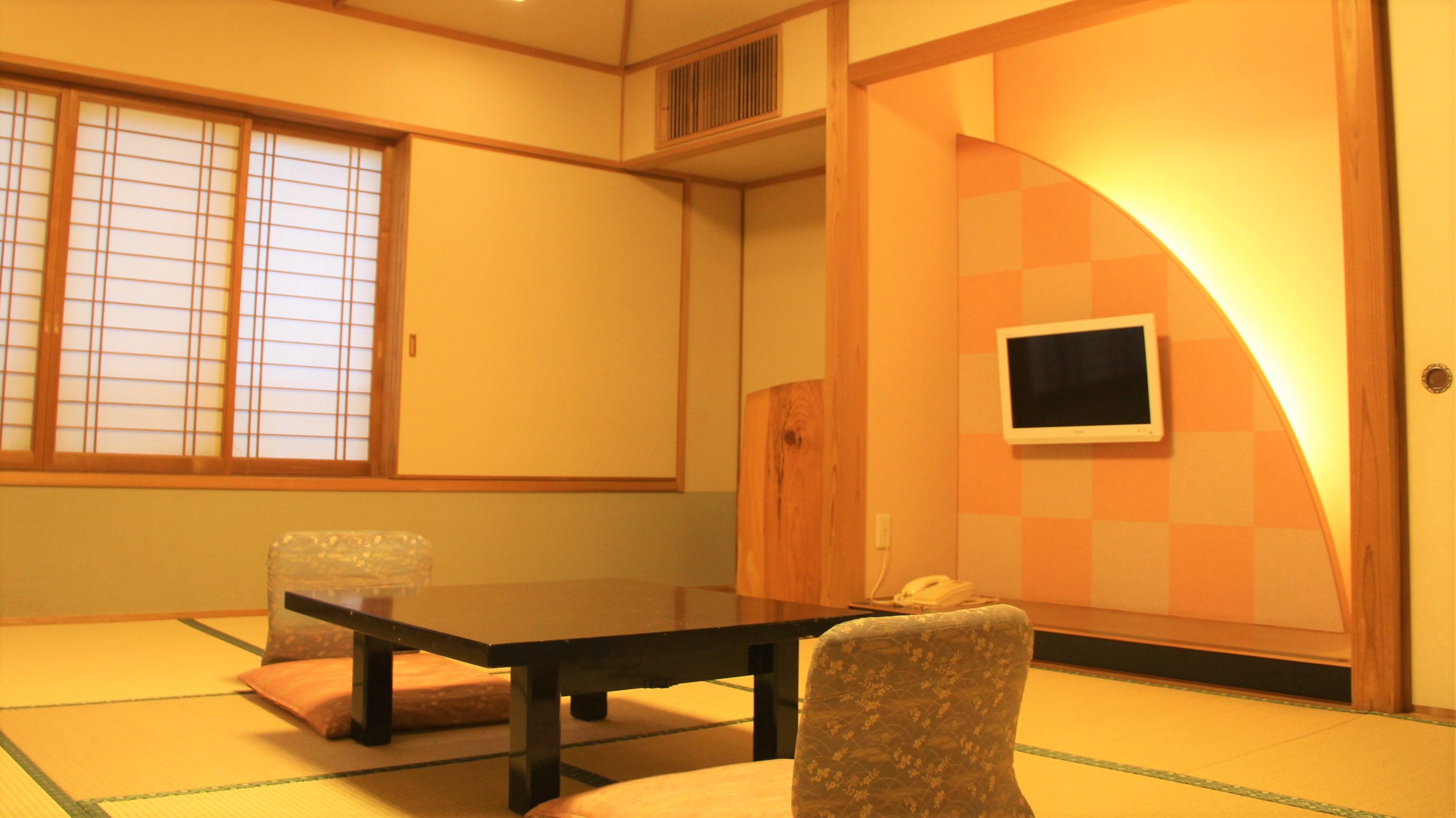 [日式現代客房/禁煙]（櫻花）8榻榻米房間沒有廁所電視是壁掛式的。