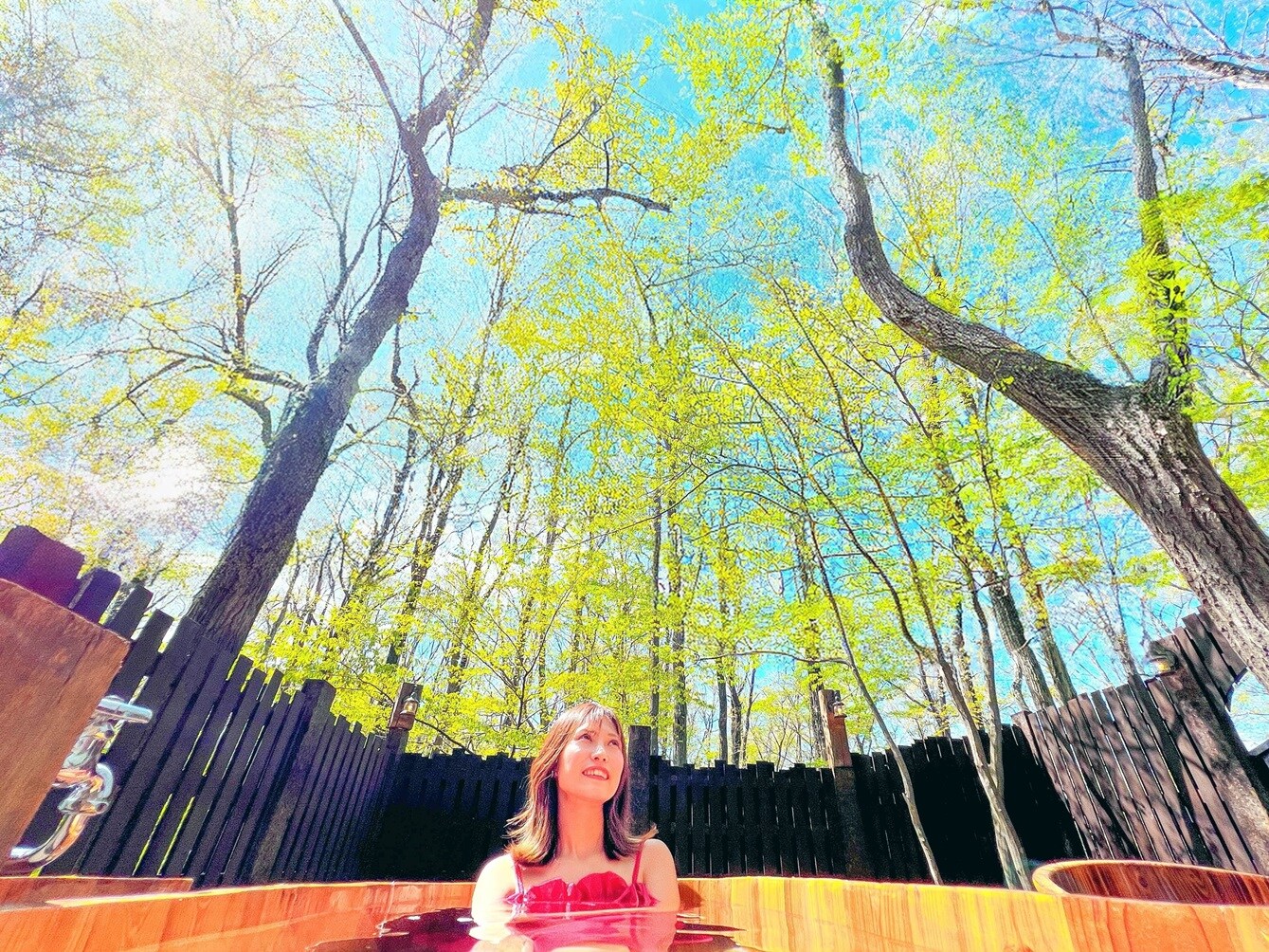 The forest sky sauna and open-air bath are also free!