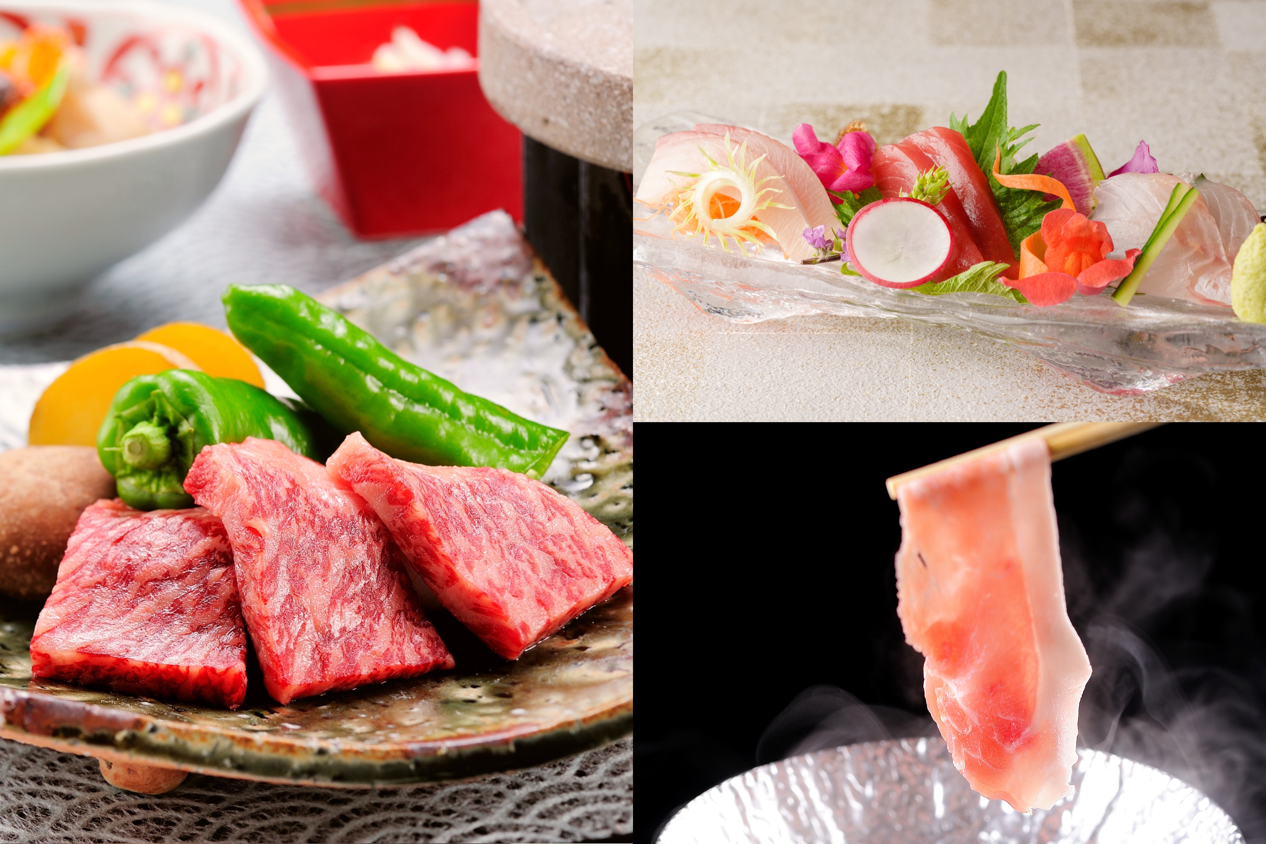 Basic Kaiseki using Niigata beef and Echigo Mochi Pork, a Niigata brand pork that is very popular for being soft and delicious even when cooked *Image