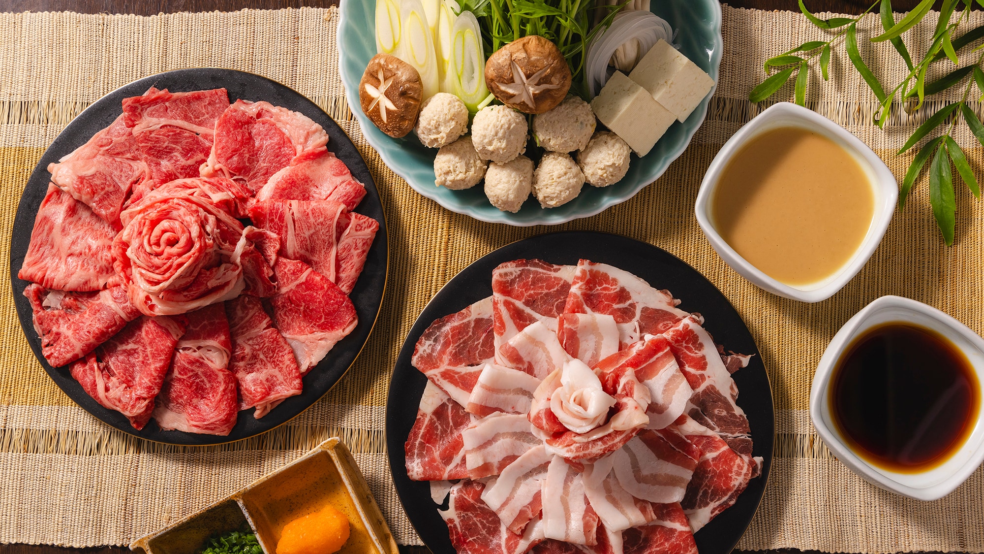 【肉三昧会席】人気No1★”薩摩”の「黒牛・黒豚・黒さつま鶏」をしゃぶしゃぶで味わう至福のひととき