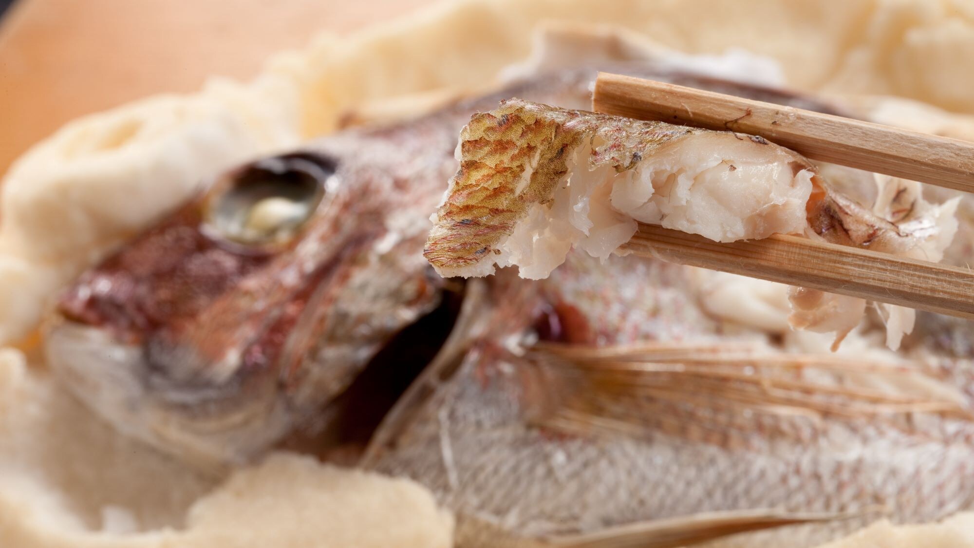 A close-up of the famous "local fish kamakura"