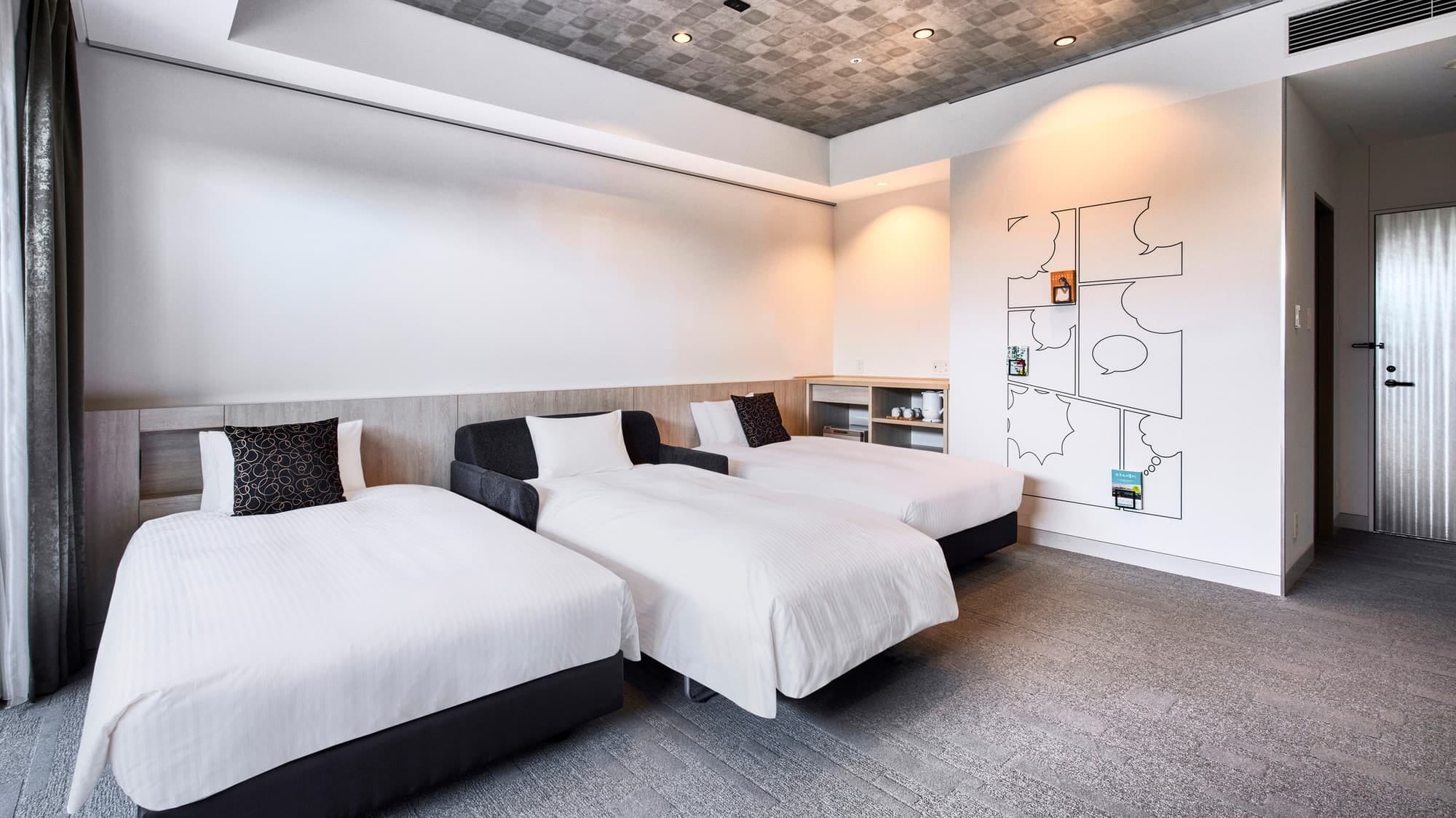Phòng đôi hạng nhất | Ghế sofa có thể dùng làm giường và phòng có thể chứa tối đa 5 khách.