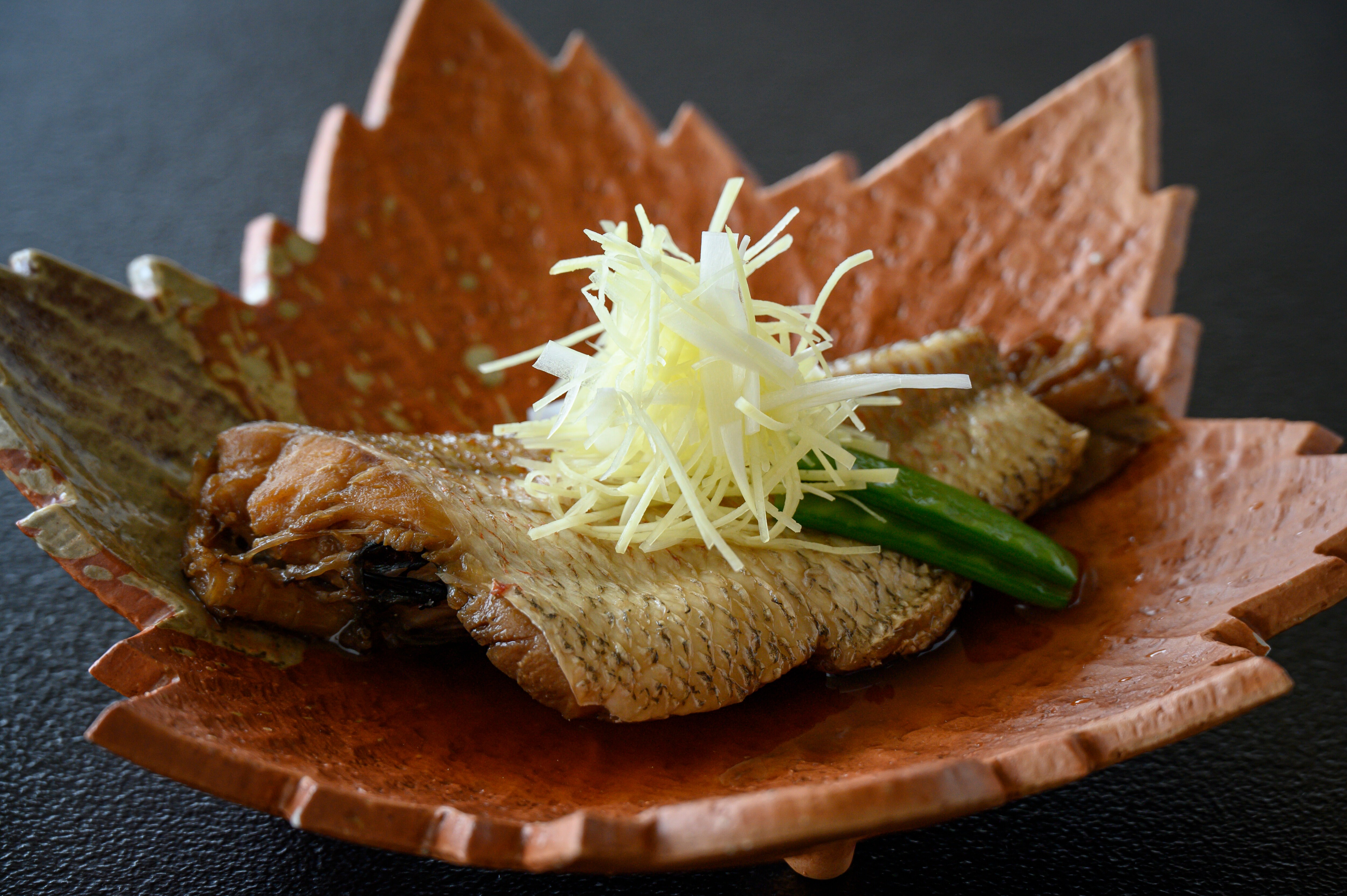 Simmered rosy seabass