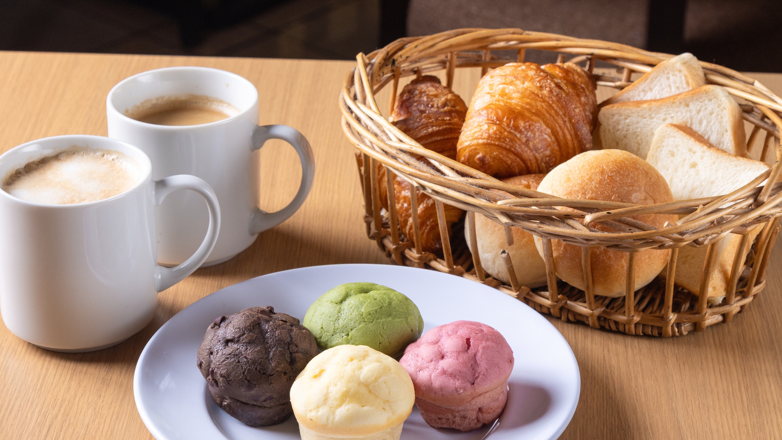 Colorful bread with coffee