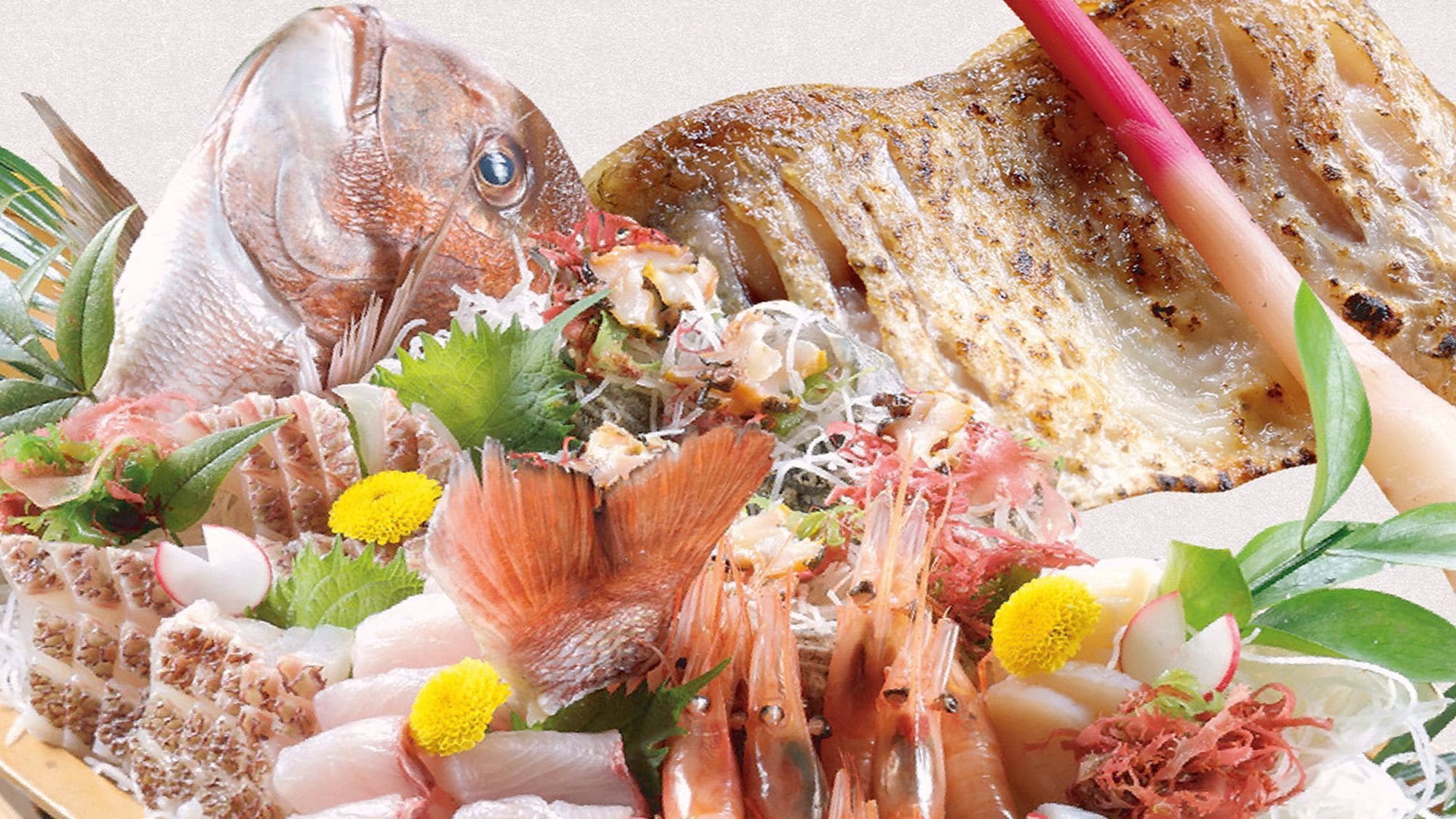 Luxuriously freshly caught throated seaperch ♪ * Funamori in the photo is for 5 people