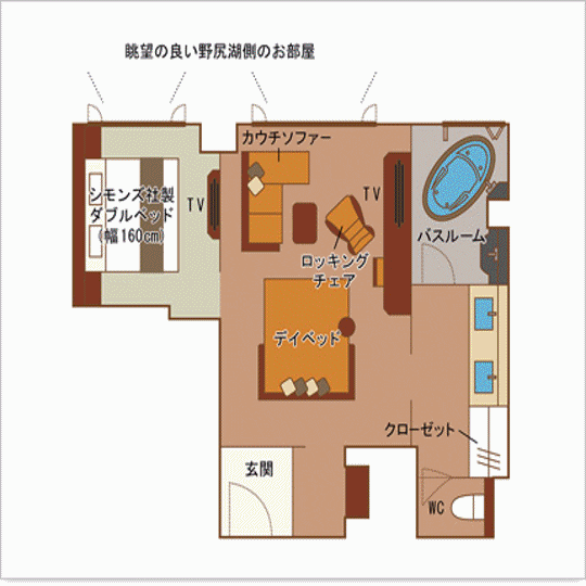 <Deluxe Double Room> Kamar ini berada di lantai 2 gedung utama, yang dibuka kembali pada Juli 2018.