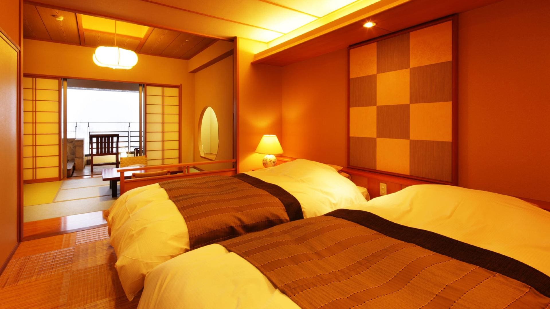  ห้องพักพร้อมอ่างอาบน้ำกลางแจ้งแบบญี่ปุ่นและตะวันตก