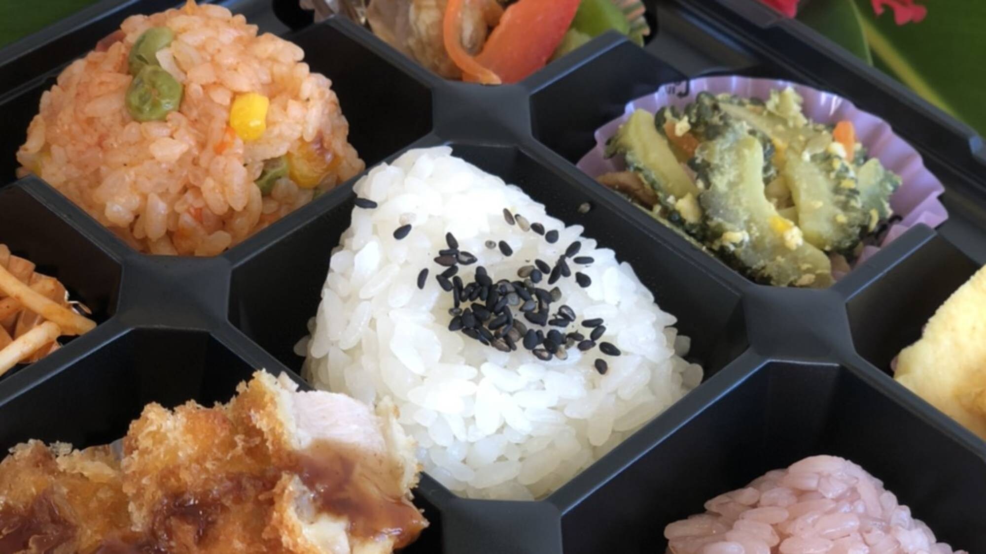 ・ Breakfast at a local cafeteria's special Uchina bento