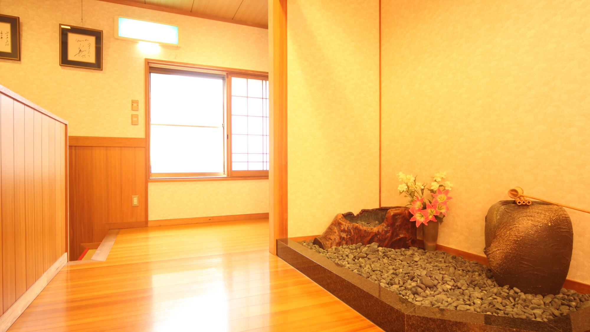 The interior is calming.