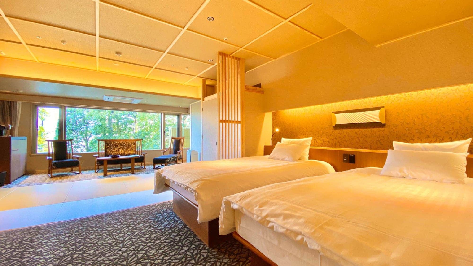  Spring 2020 Renewal Premium Room 7.5 tatami mats + twin with cypress bath [Non-smoking room] (58㎡)