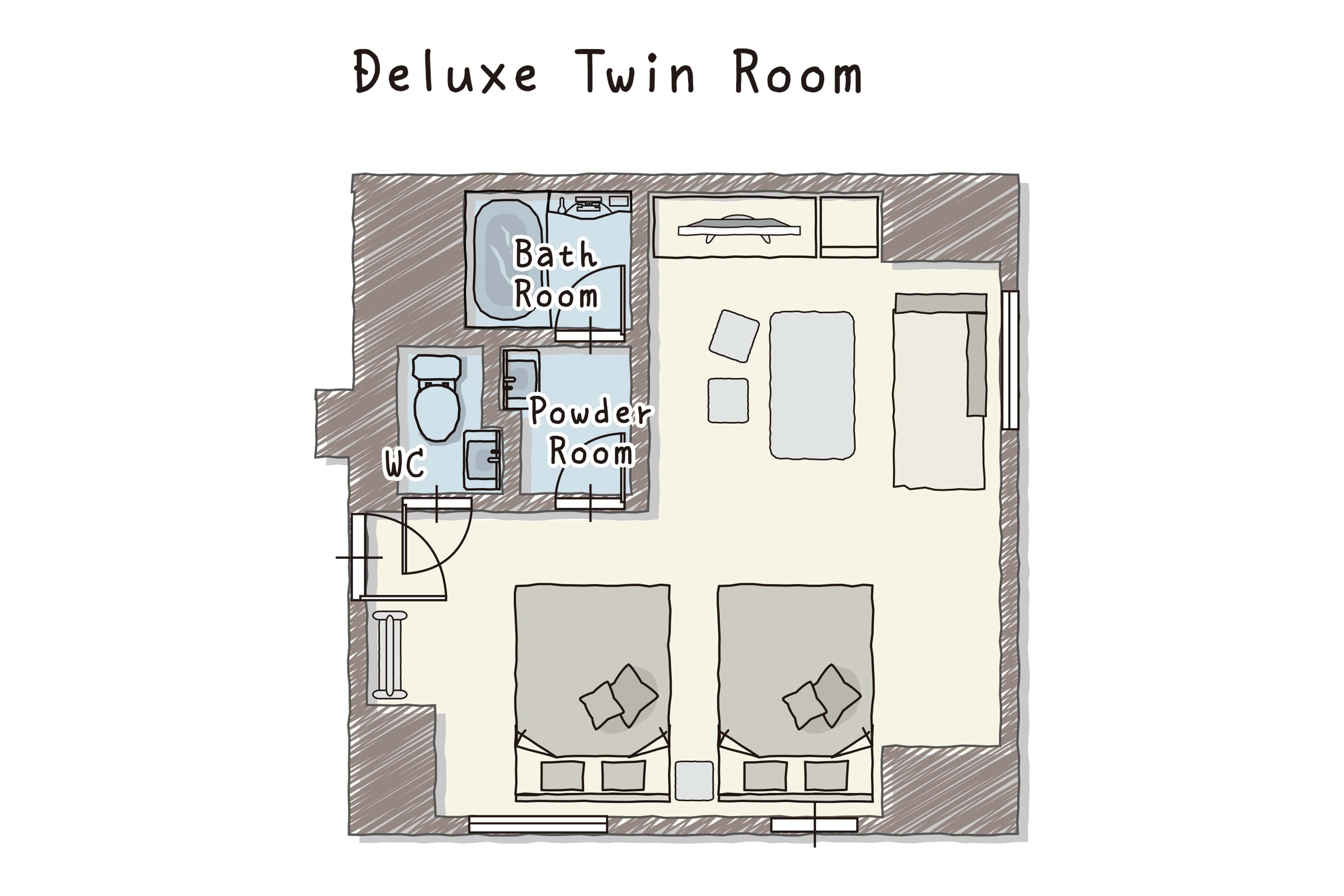 Mặt bằng phòng Deluxe Twin