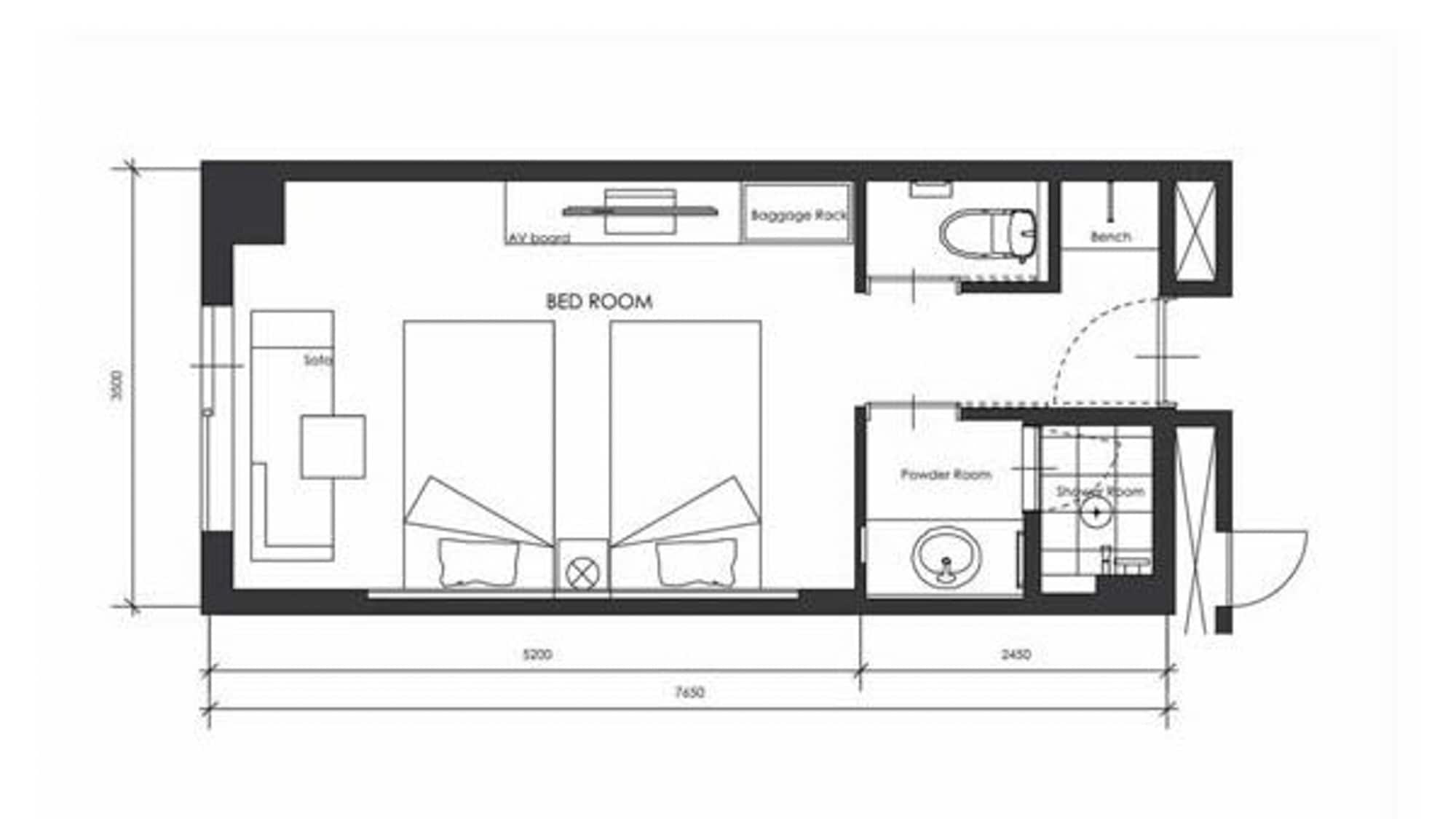 ห้องมาตรฐาน เตียงแฝด_แผนชั้น