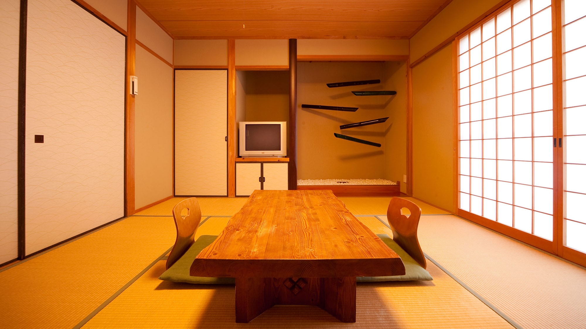Kamar bergaya Jepang dengan kamar mandi dalam ruangan