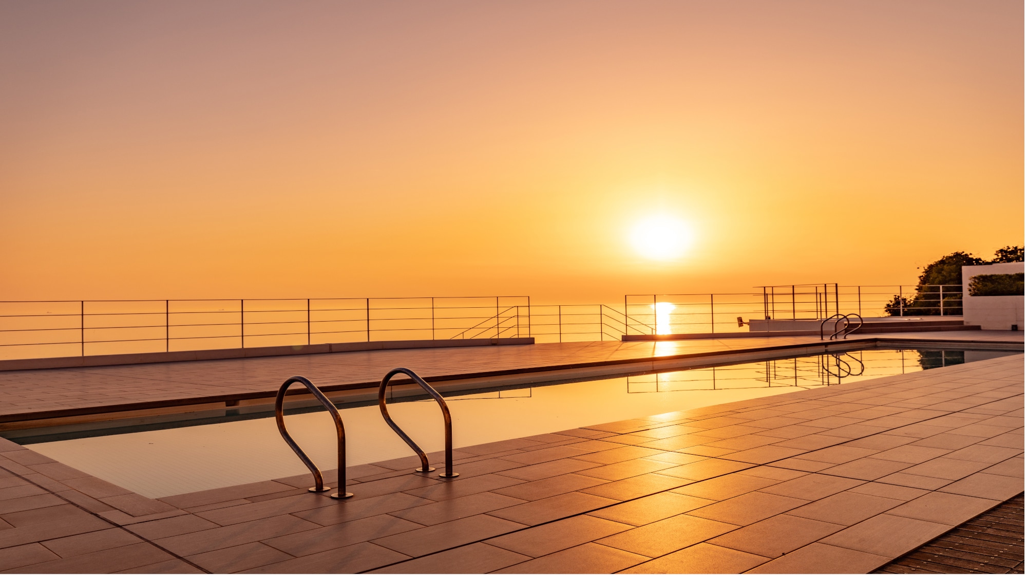 Pool view at sunset