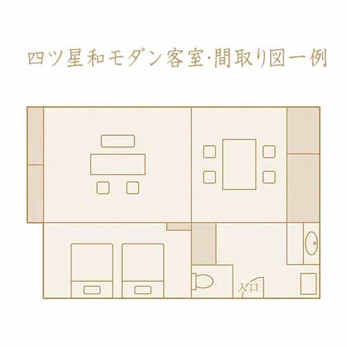 [Mountain Villa/Four-star Japanese Modern Room (Japanese-style room + bedroom)] Floor plan example