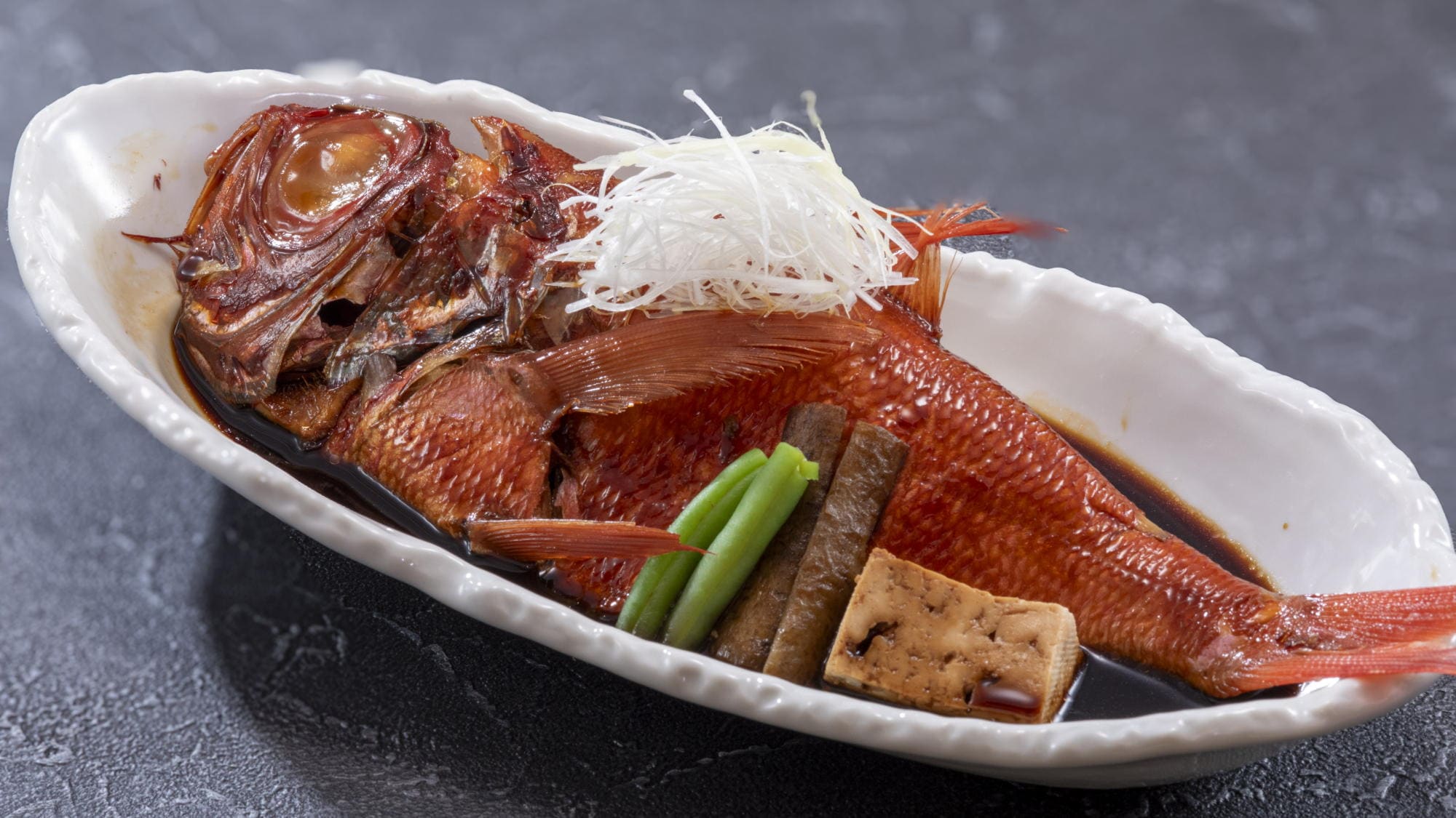 Braised whole red snapper