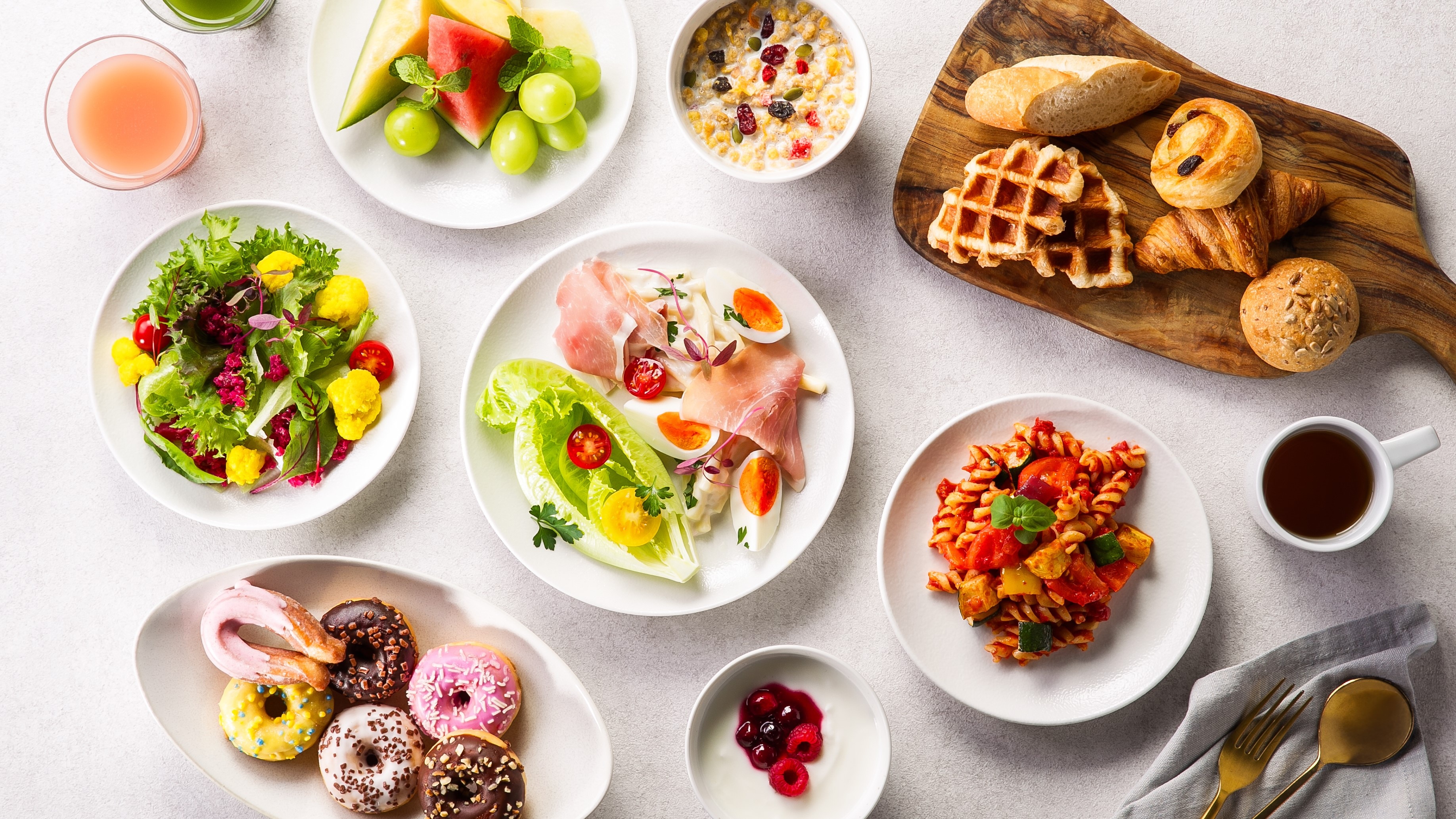 A colorful breakfast menu