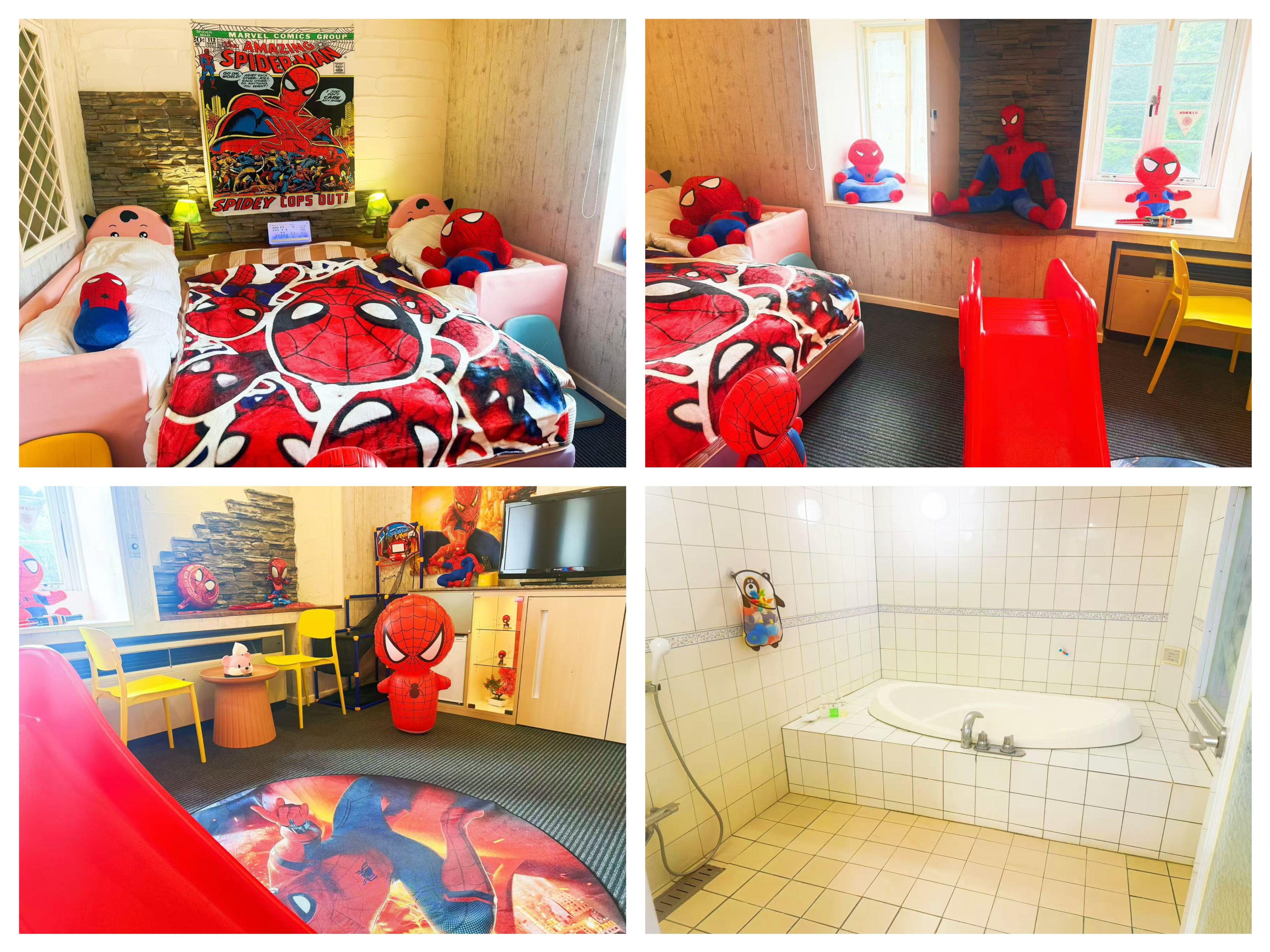 Spider-Man Kids' Room | Red Slide & Hero Decorations