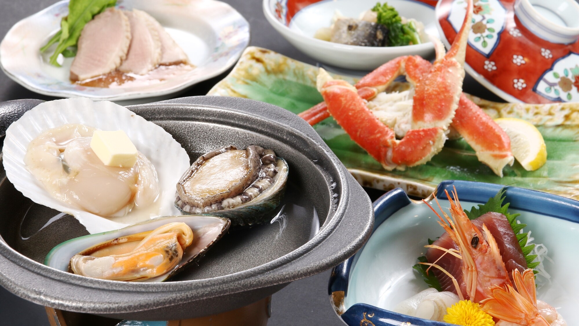 Grilled abalone and scallop set