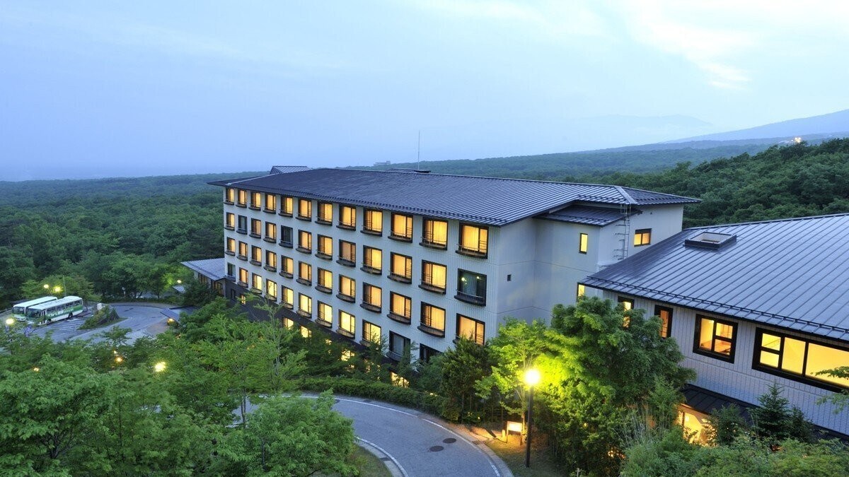 Hotel building at dusk