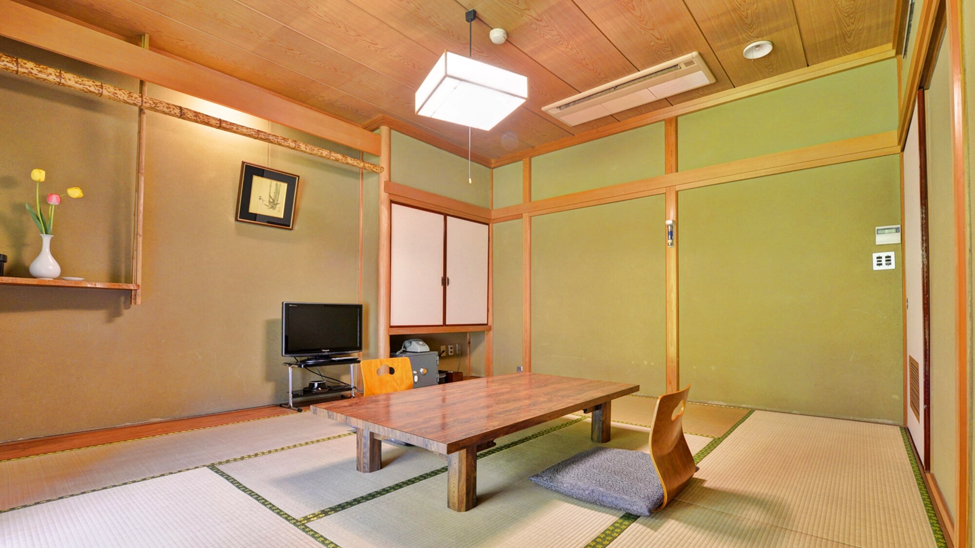 * Relax in a warm wooden room.