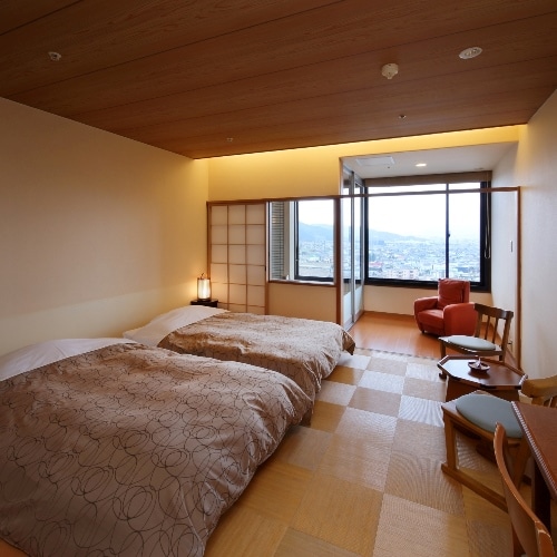 [Twin with observation bath] Top floor! Overlooking the night view of Matsumotodaira ①