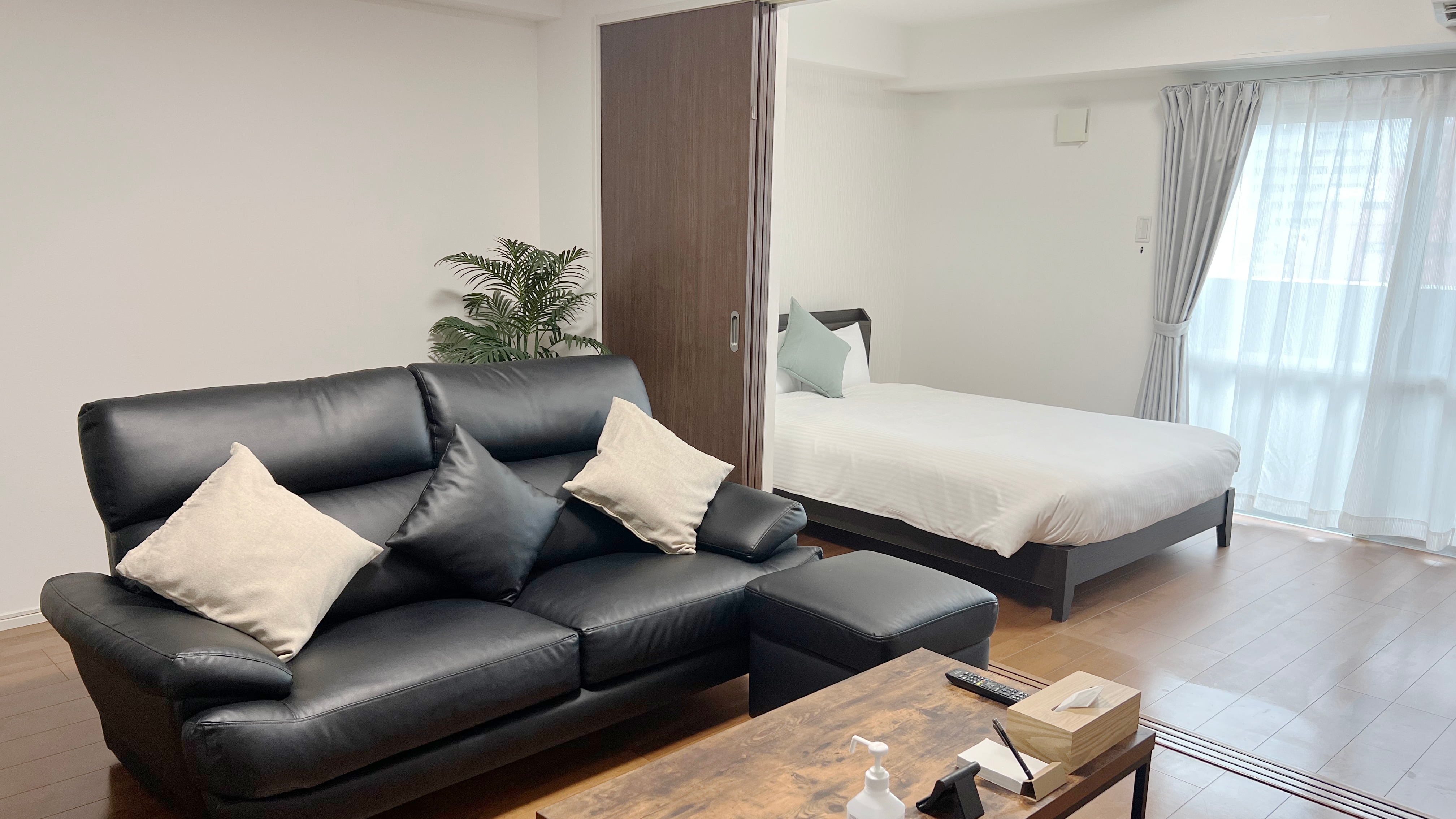 Pet-friendly 1 double bedroom: Living room and bedroom