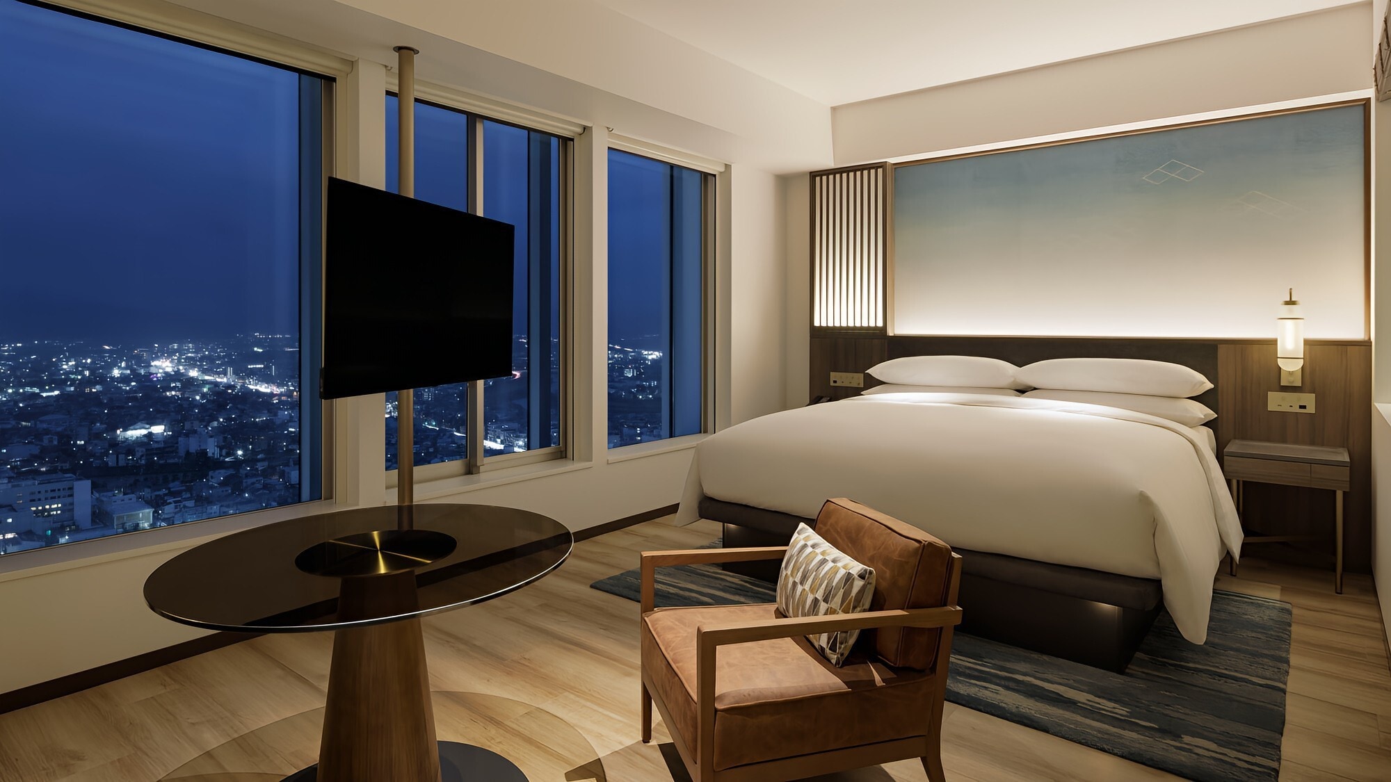 ■ Corner room/Enjoy the night view while sleeping comfortably in a king-size bed