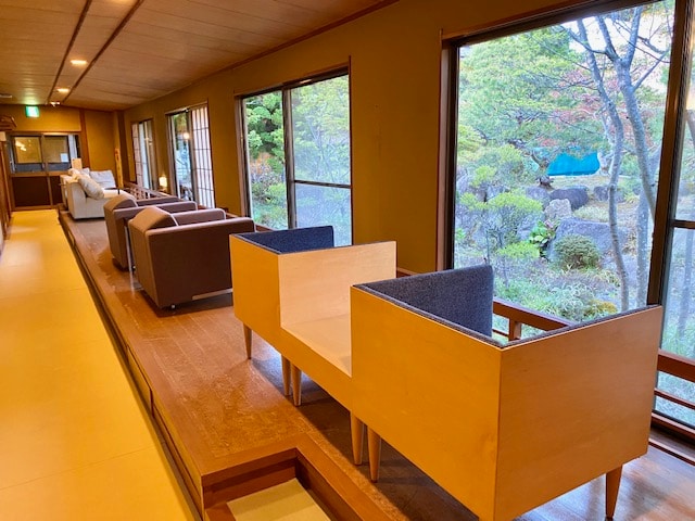 Tendo woodwork sofa in the west wing corridor