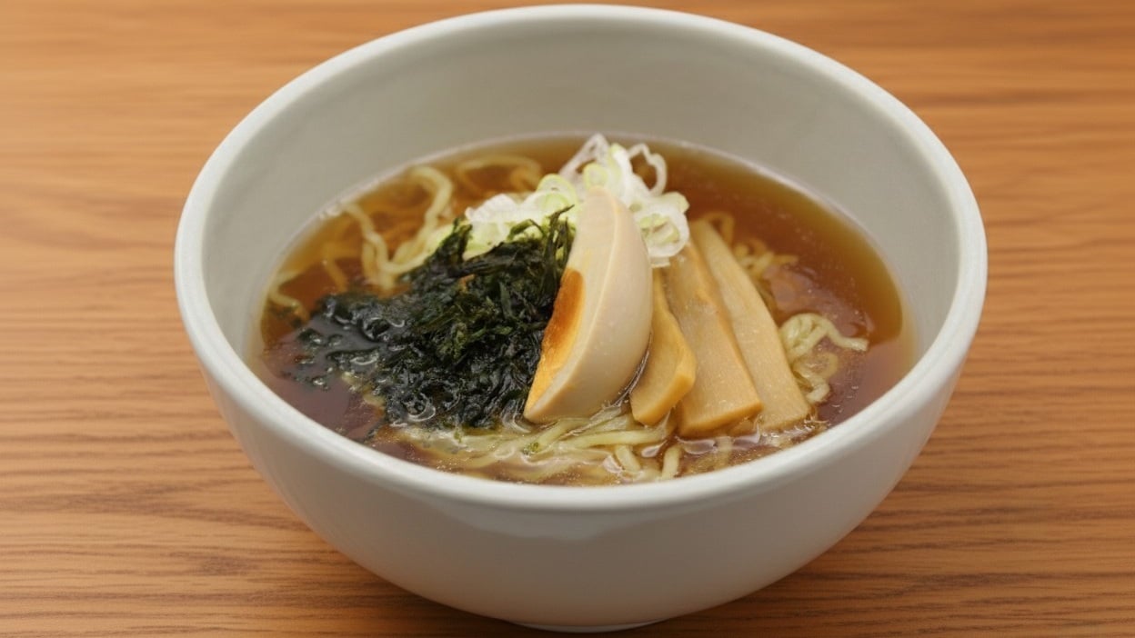 Yonaki Soba (1st floor restaurant, 9:30 PM - 11:00 PM) - A light, half-sized bowl of soy sauce ramen
