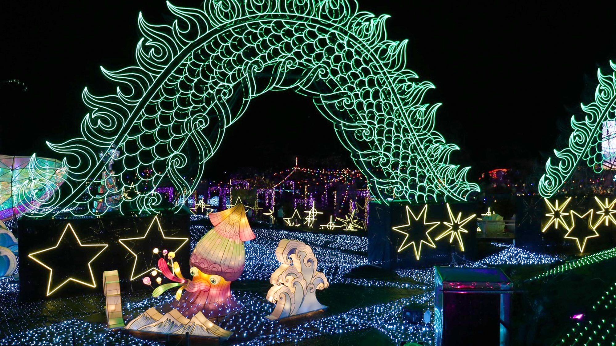 ・[Izu Kogen Grand Illumination] A spectacular light show featuring a giant dragon dancing in the sky!