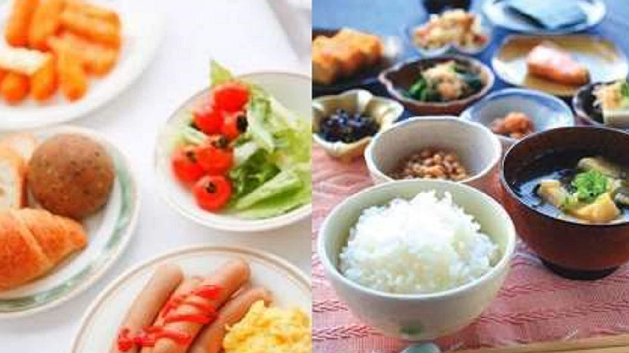 บุฟเฟ่ต์อาหารเช้าแบบญี่ปุ่นและตะวันตก