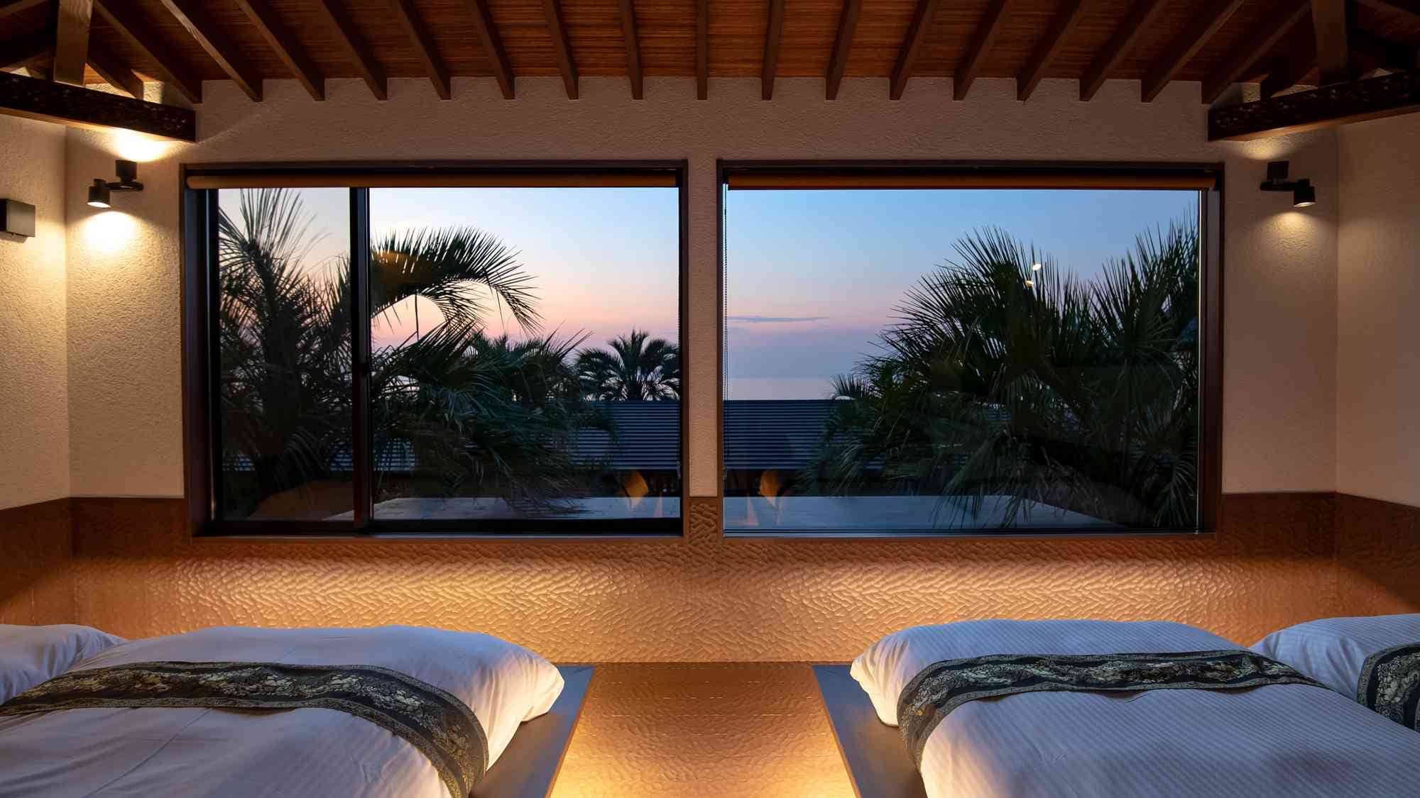 Resort garden and the sea spread out before your eyes